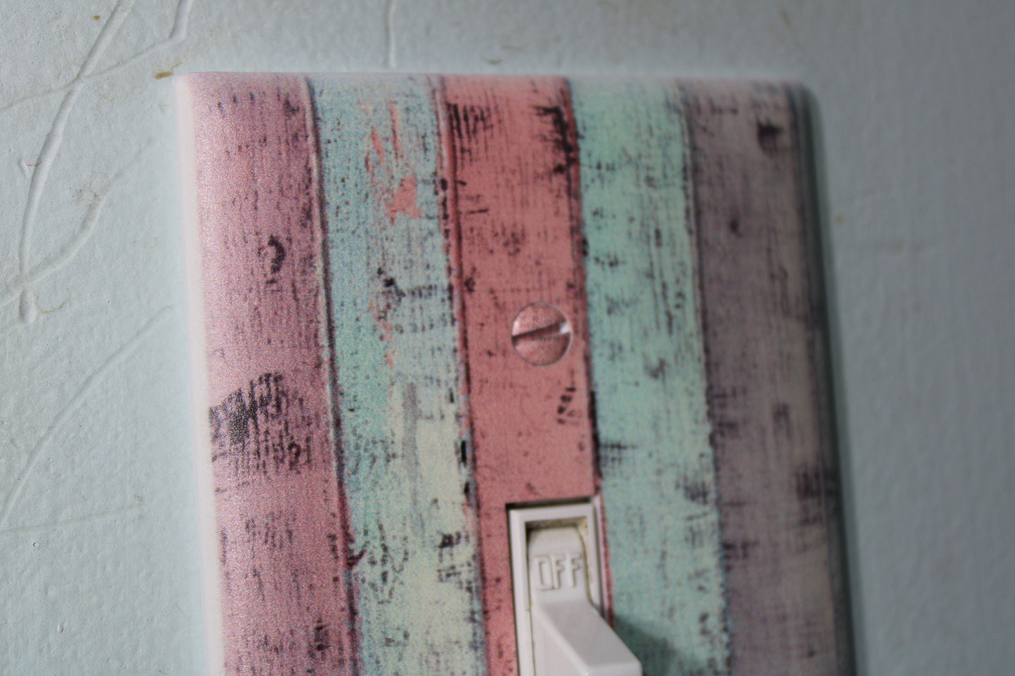 Rustic pastel pallet wood barnwood with warn painted paint chips light switch cover plate farmhouse decor