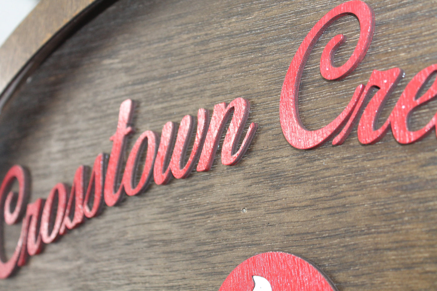 Custom Creamery Eatery Restaurant Ice Cream Wooden Led Elevated Text Raised Words Oval Light Up Indoor Remote Handmade Kitchen Logo