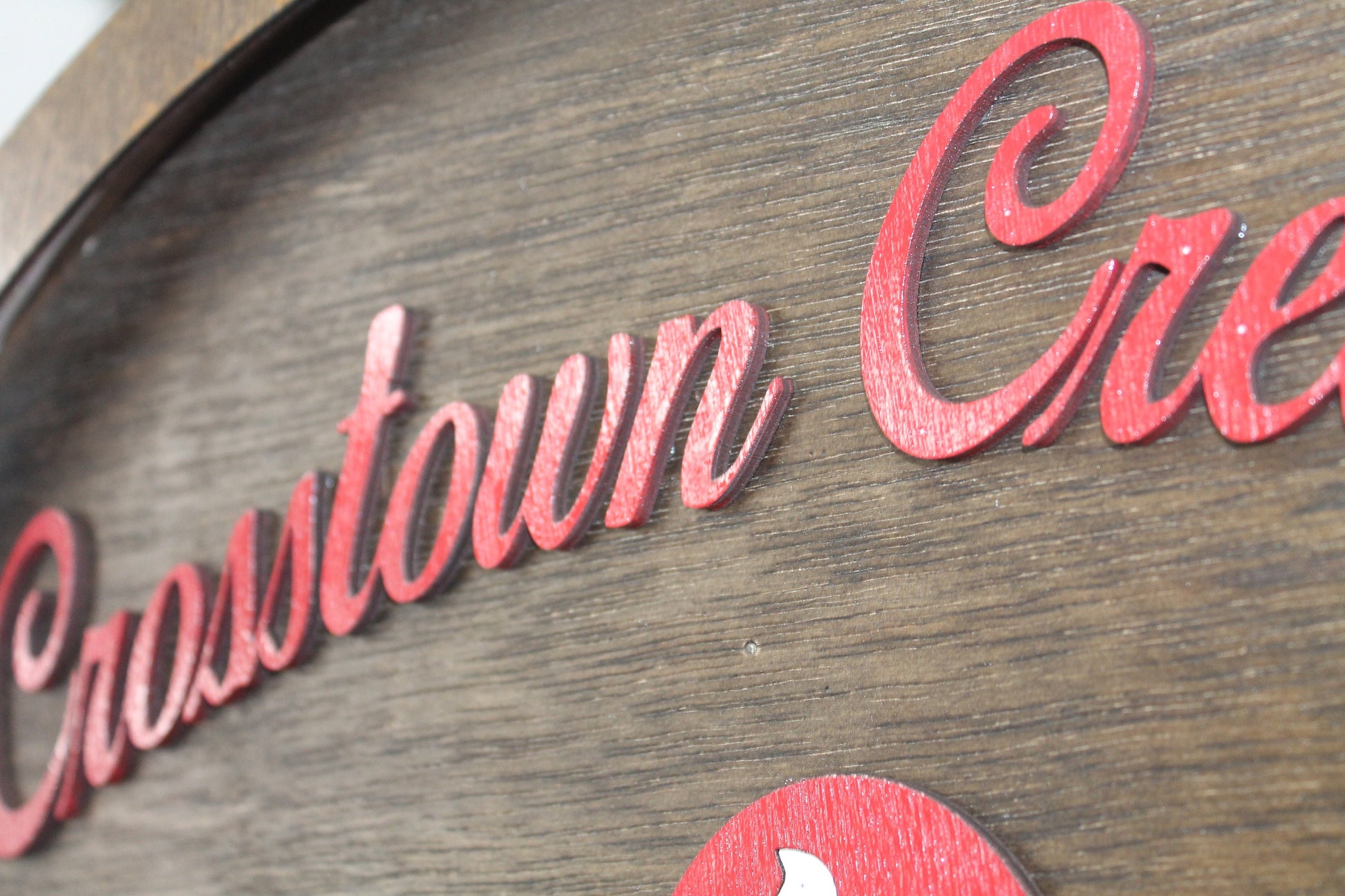 Custom Creamery Eatery Restaurant Ice Cream Wooden Led Elevated Text Raised Words Oval Light Up Indoor Remote Handmade Kitchen Logo