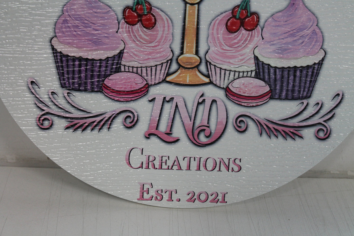 Small Business Bakery Sweets PVC Textured Sign Logo Your Actual Logo Round Hanging Sign Booth Custom Circle Personalized Wall Color Print