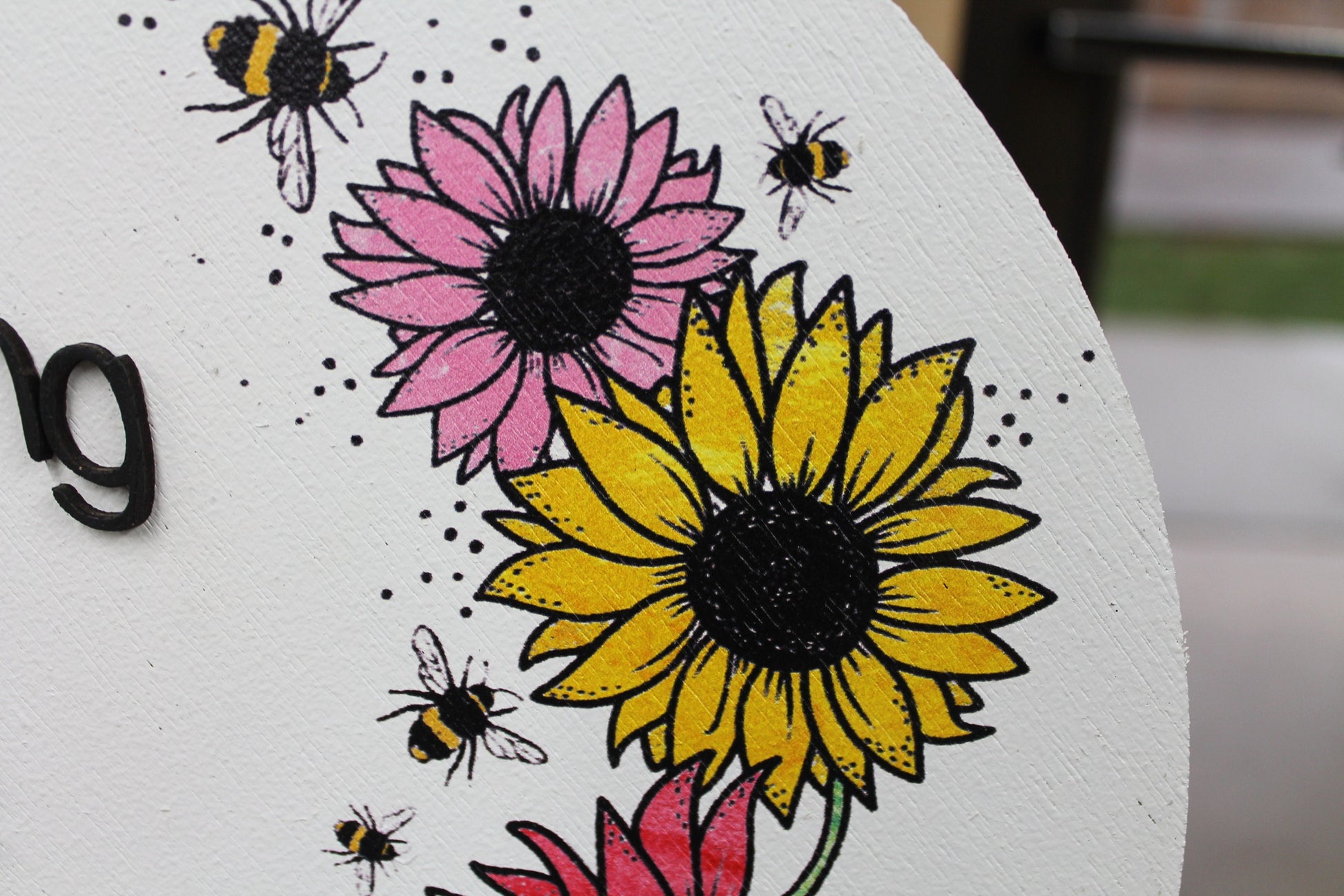 Floral Border Round Sign Seeds and Bees Small Business Uv printed and Raised Letters Handmade 3D Factory Greenhouse Grower Custom Made