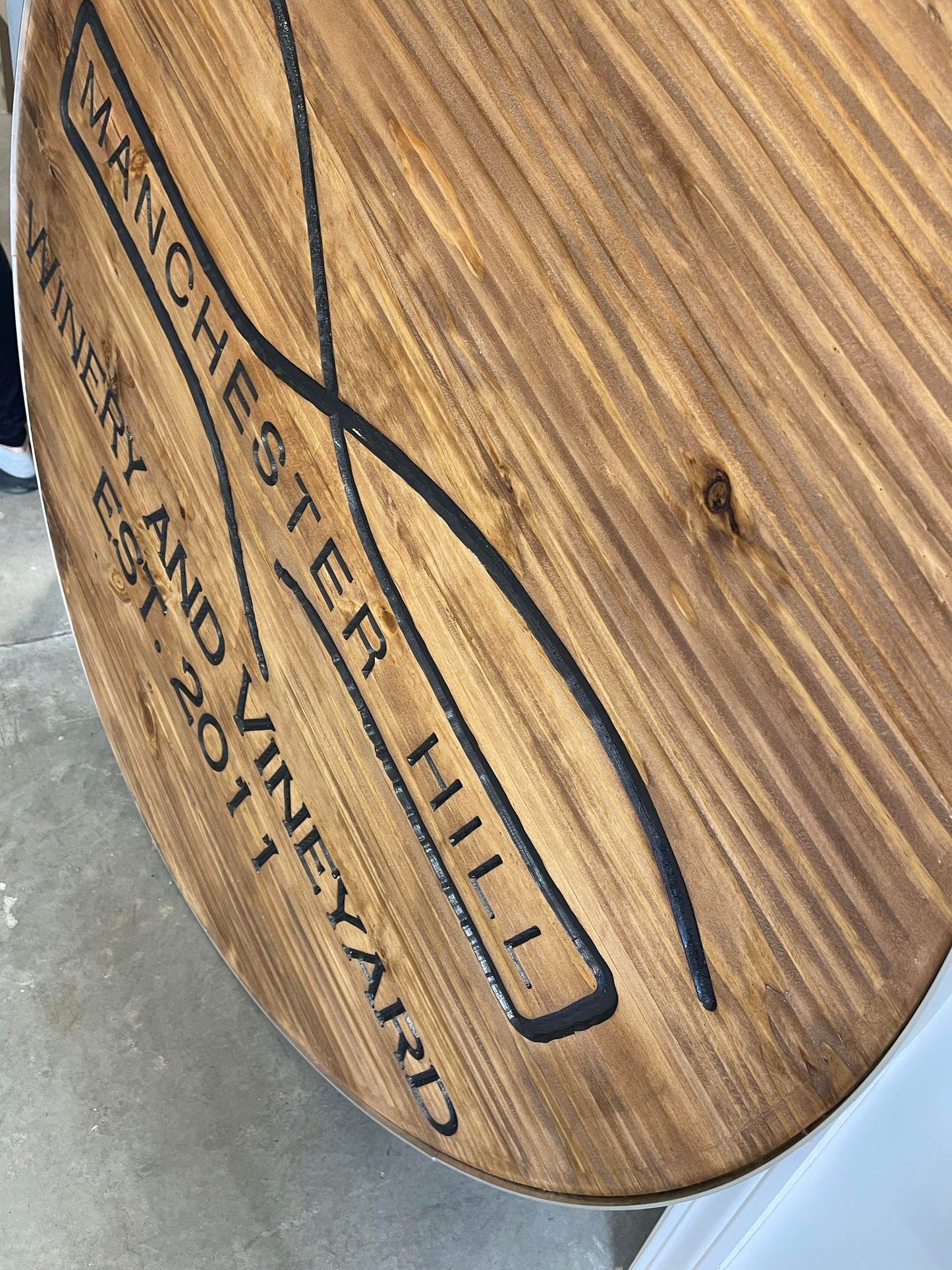 Custom Wooden Metal Wrapped Winery Sign Engraved Logo Vineyard Personalized Commerical Business Signage Routed Stained Color Filled