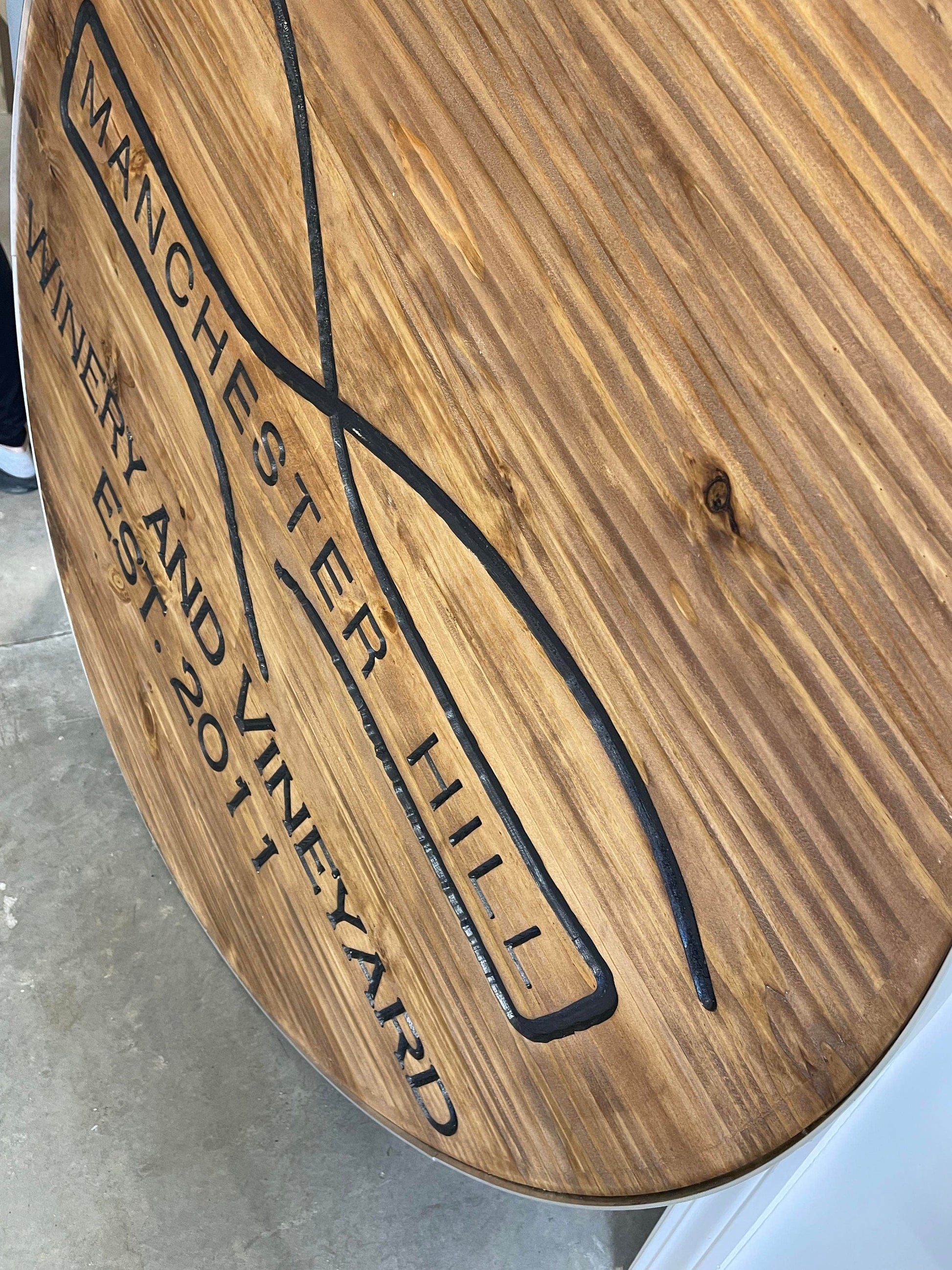 Custom Wooden Metal Wrapped Winery Sign Engraved Logo Vineyard Personalized Commerical Business Signage Routed Stained Color Filled