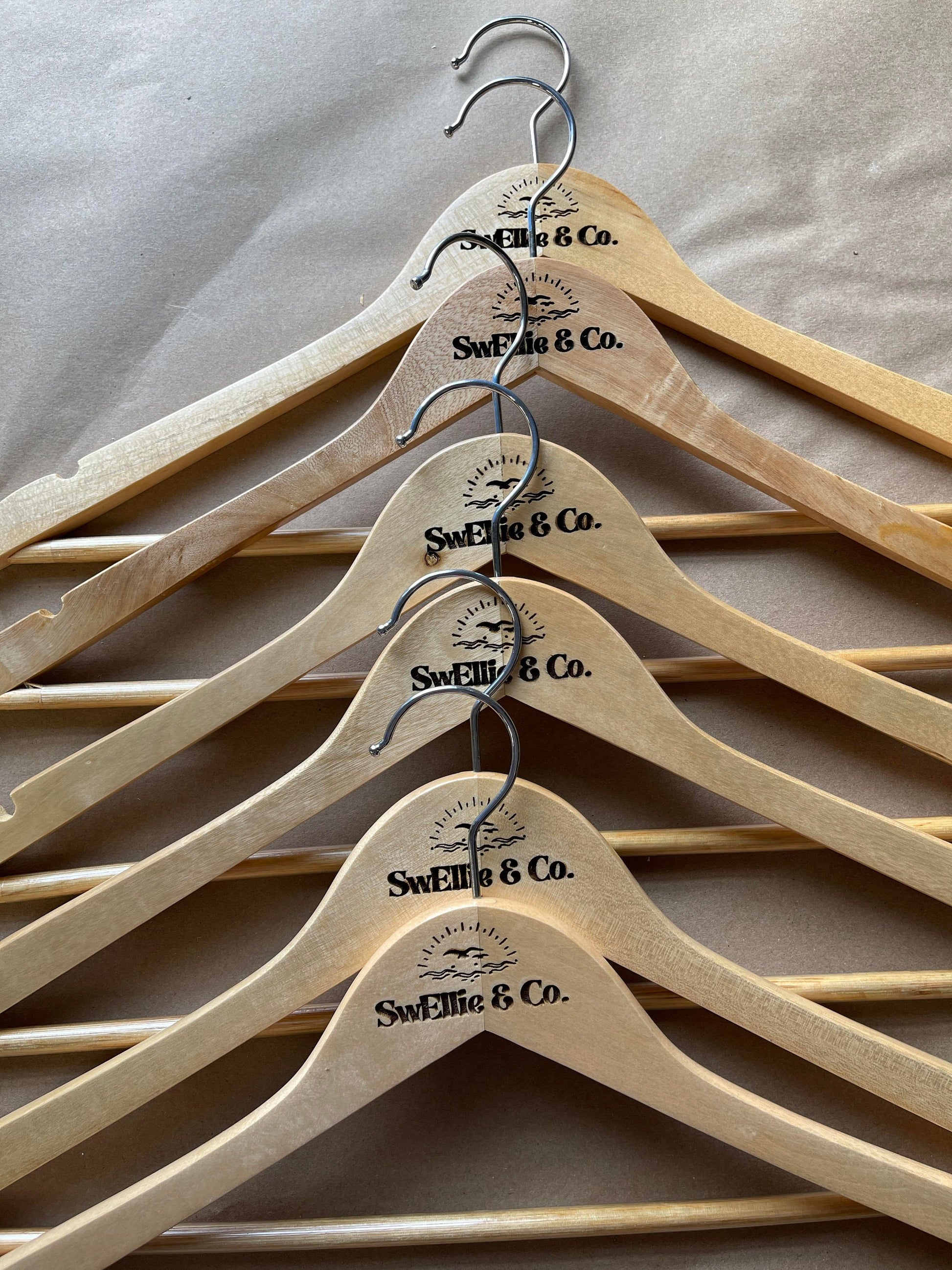 Custom Clothes Hanger Engraved Hard Wood Use Your Logo Customization Business Logo Personalized