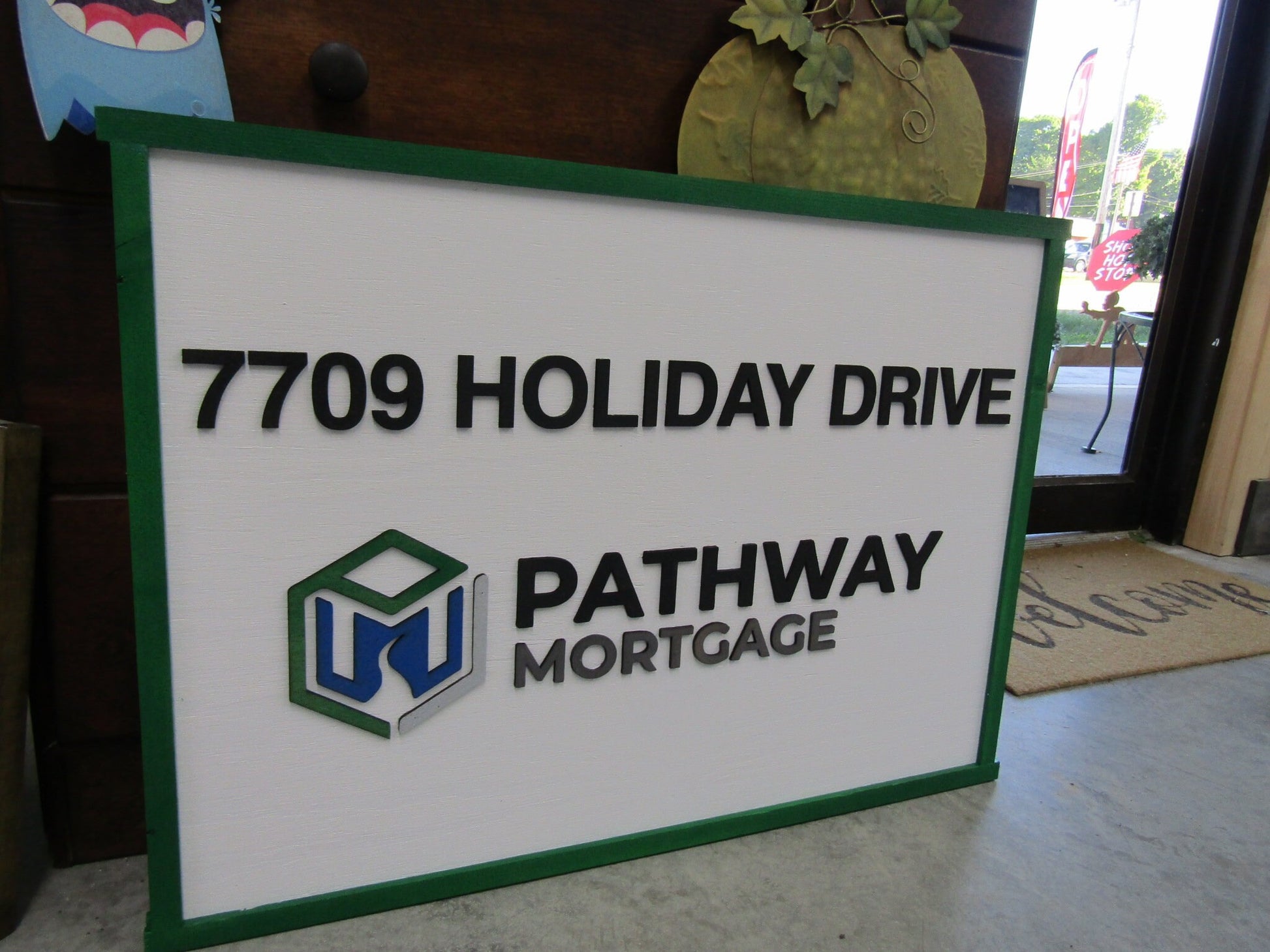 Custom Mortgage Business Sign Rectangle 3D Large Custom Company Indoor Outdoor Small Business Logo Laser Cut Wood Sign Address Sign Home