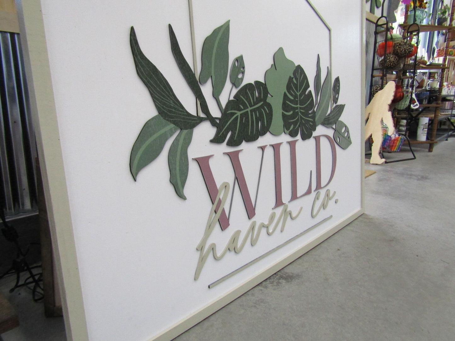 Tailor Made Wild Plant Monstera Leafs Commercial Signage Custom Personalized Green Modern Cute Trendy Logo Green Company Co Raised Letters
