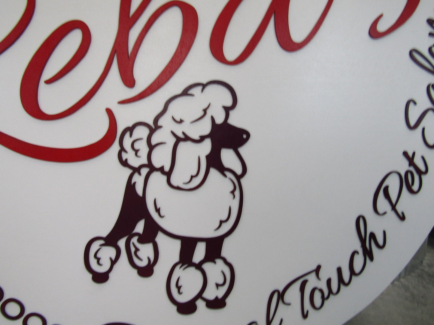 Pet Lover Poodle Reba Custom Sign Round Business Commerical Signage Grooming Pet Food Supply Store Made to Order Logo Circle Wooden Handmade