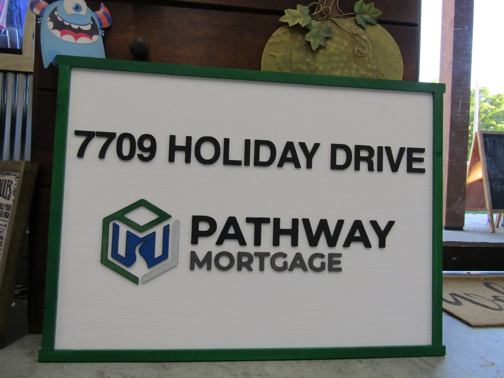 Custom Mortgage Business Sign Rectangle 3D Large Custom Company Indoor Outdoor Small Business Logo Laser Cut Wood Sign Address Sign Home