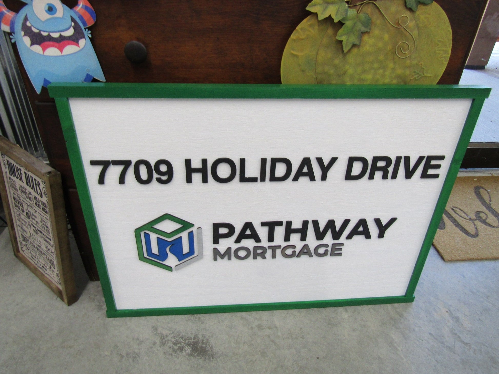 Custom Mortgage Business Sign Rectangle 3D Large Custom Company Indoor Outdoor Small Business Logo Laser Cut Wood Sign Address Sign Home