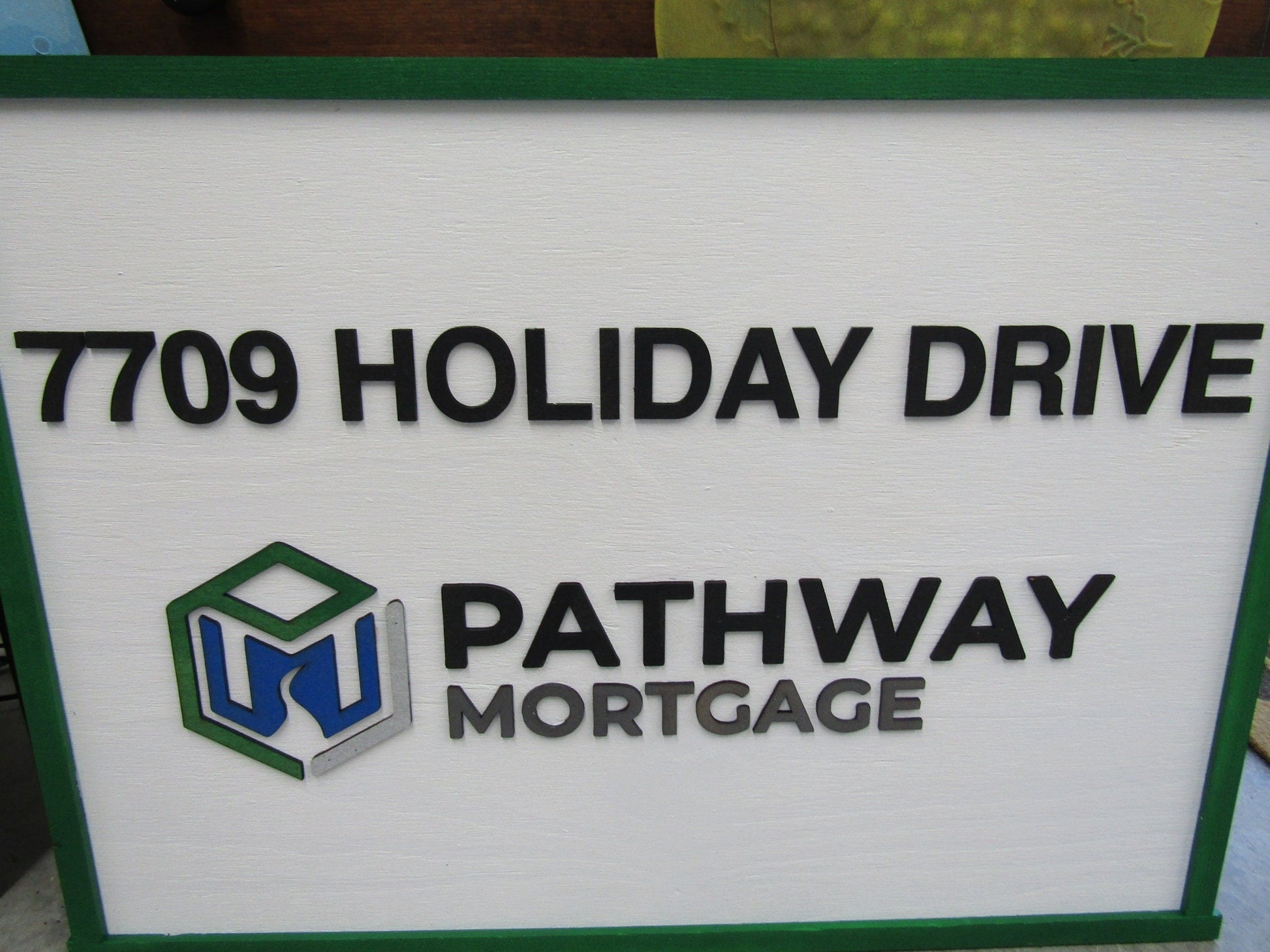 Custom Mortgage Business Sign Rectangle 3D Large Custom Company Indoor Outdoor Small Business Logo Laser Cut Wood Sign Address Sign Home