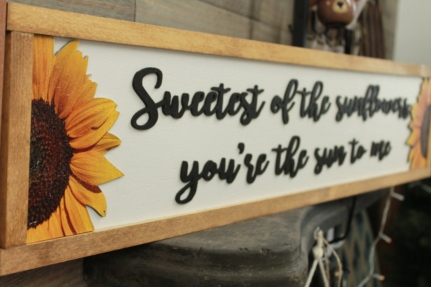 Sunflower Decor Sun Sun to me Lyrics Floral Rustic Country Sunflowers Raised 3D Handmade Wall Art Kitchen Living Room Love Sign