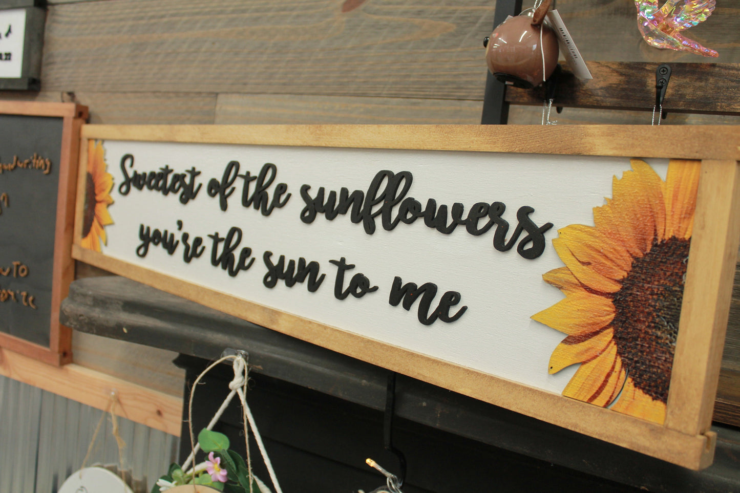 Sunflower Decor Sun Sun to me Lyrics Floral Rustic Country Sunflowers Raised 3D Handmade Wall Art Kitchen Living Room Love Sign