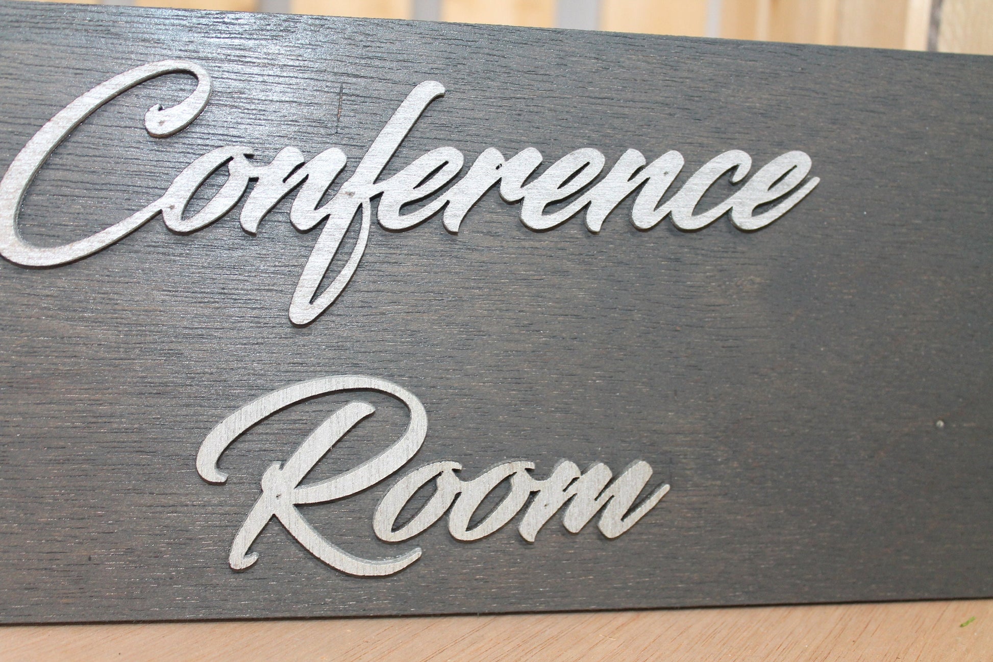 Conference Room Business Sign Unframed Commerical Signage 3D Raised Letters Company Personalized Wooden Sign Customizable Matching Direction