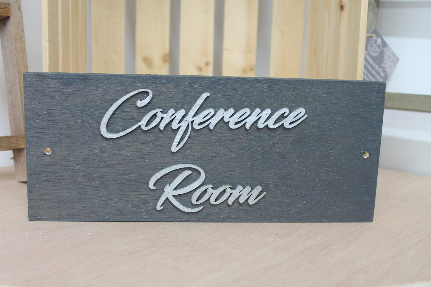 Conference Room Business Sign Unframed Commerical Signage 3D Raised Letters Company Personalized Wooden Sign Customizable Matching Direction