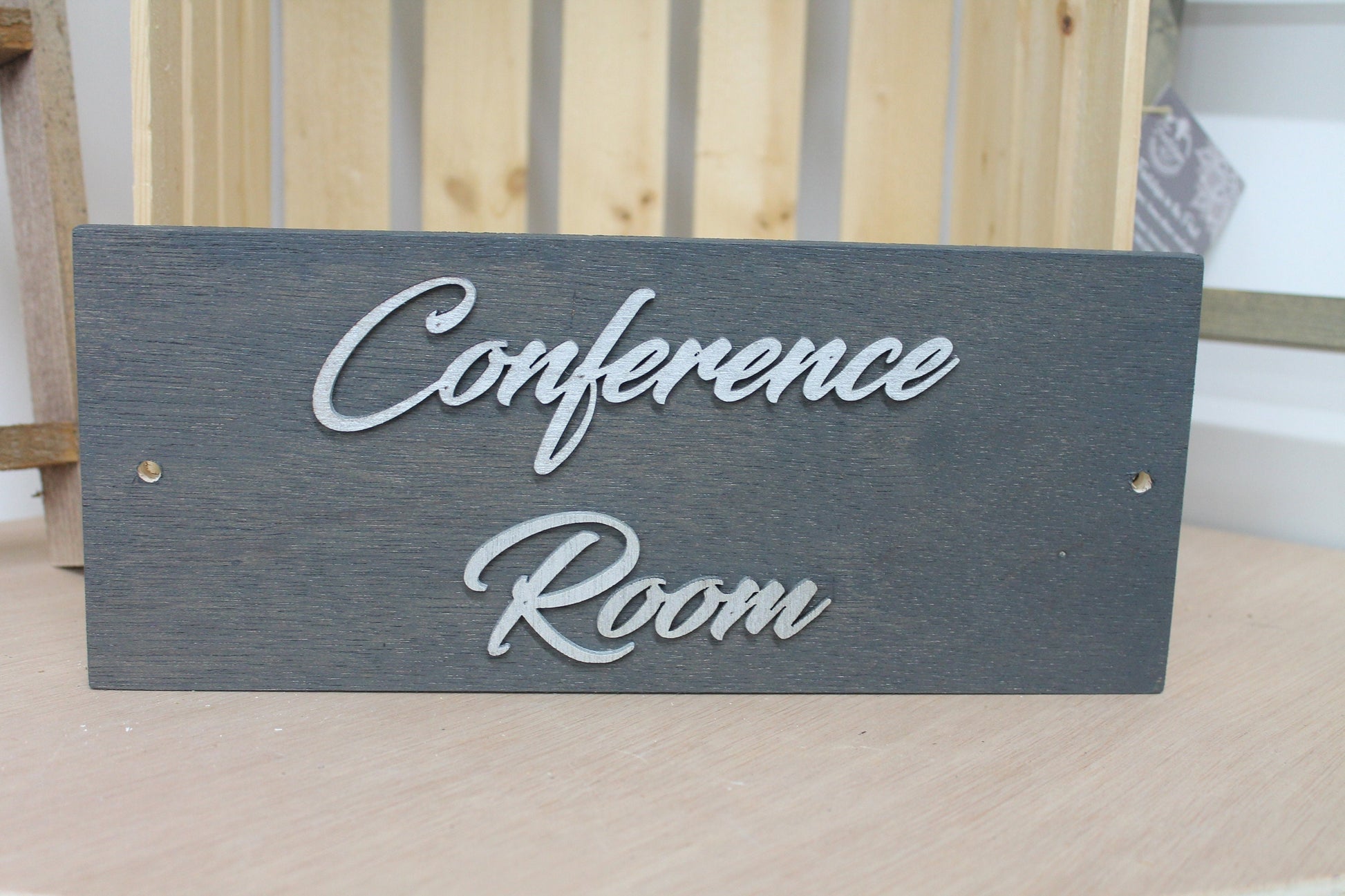 Conference Room Business Sign Unframed Commerical Signage 3D Raised Letters Company Personalized Wooden Sign Customizable Matching Direction