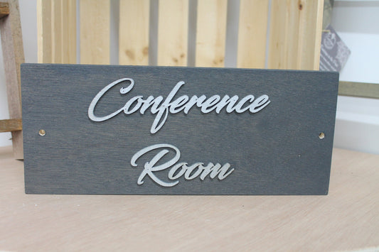 Conference Room Business Sign Unframed Commerical Signage 3D Raised Letters Company Personalized Wooden Sign Customizable Matching Direction
