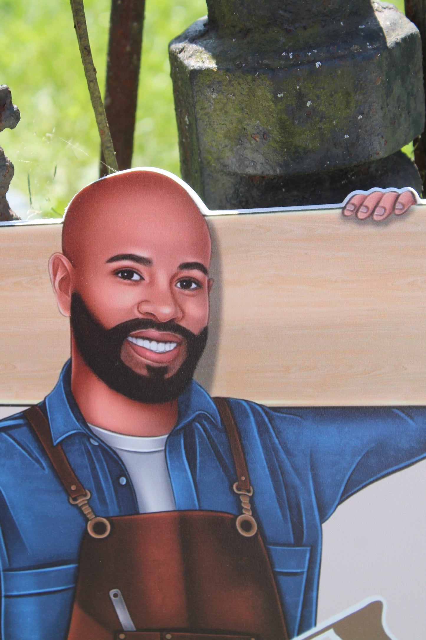 Woodshop Character Personalized Waterproof Sign Contoured Smooth Round Outdoor Ready for Business Logo Great for hanging or wall mounted