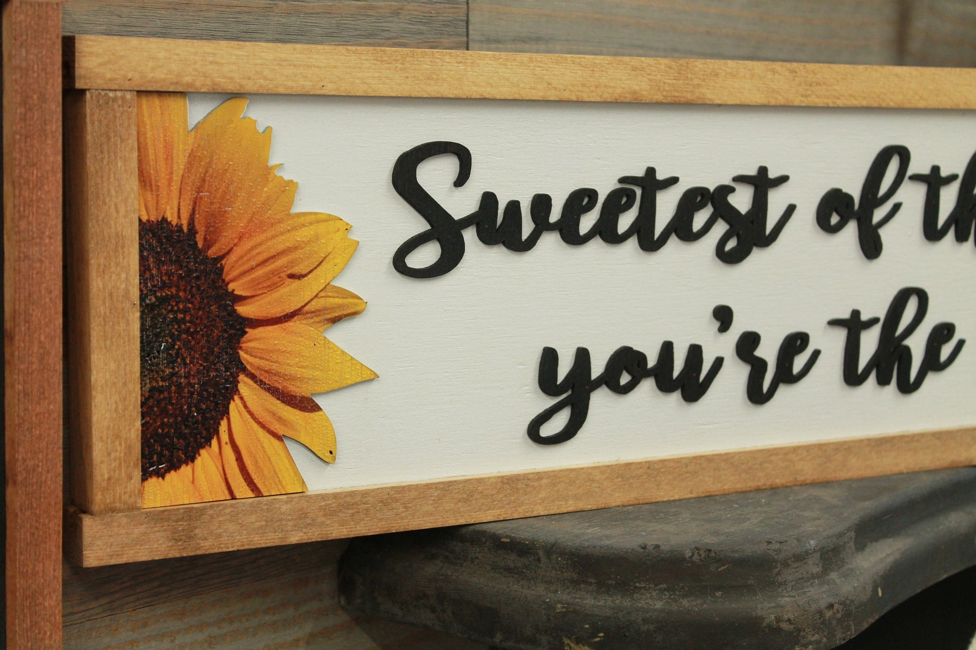 Sunflower Decor Sun Sun to me Lyrics Floral Rustic Country Sunflowers Raised 3D Handmade Wall Art Kitchen Living Room Love Sign