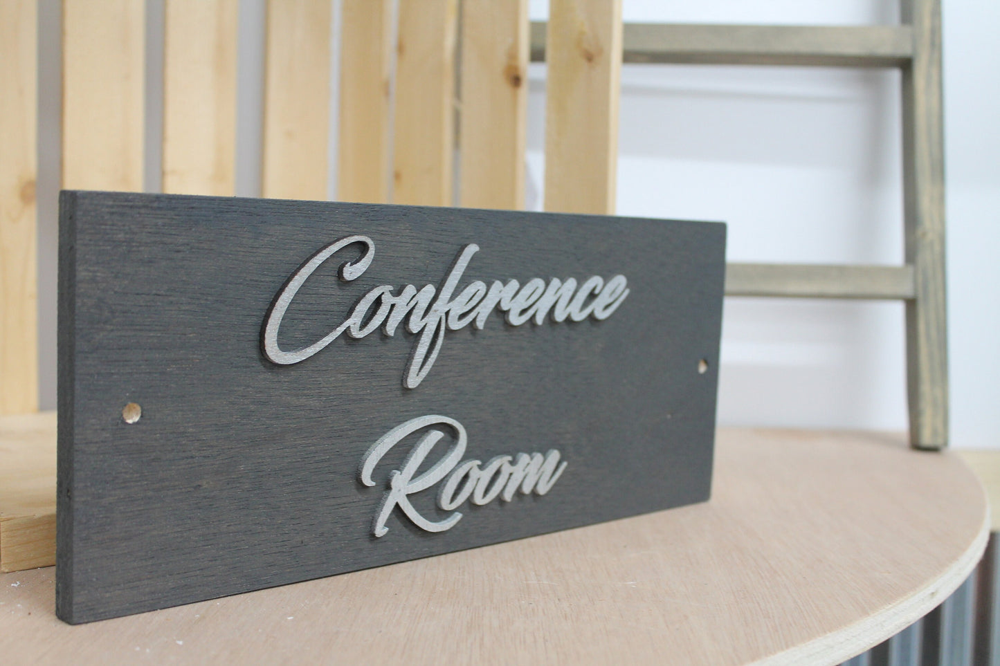 Conference Room Business Sign Unframed Commerical Signage 3D Raised Letters Company Personalized Wooden Sign Customizable Matching Direction