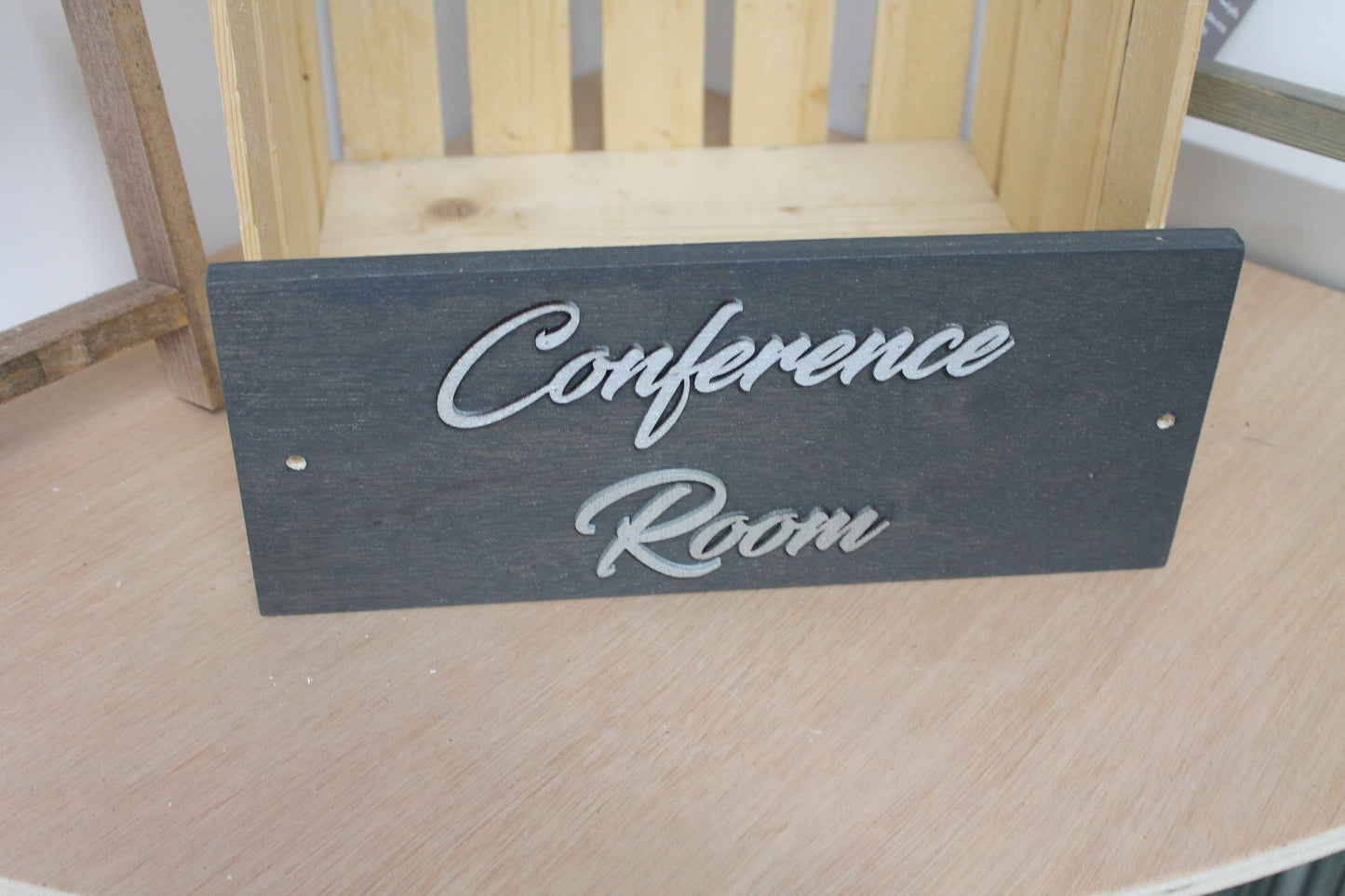 Conference Room Business Sign Unframed Commerical Signage 3D Raised Letters Company Personalized Wooden Sign Customizable Matching Direction