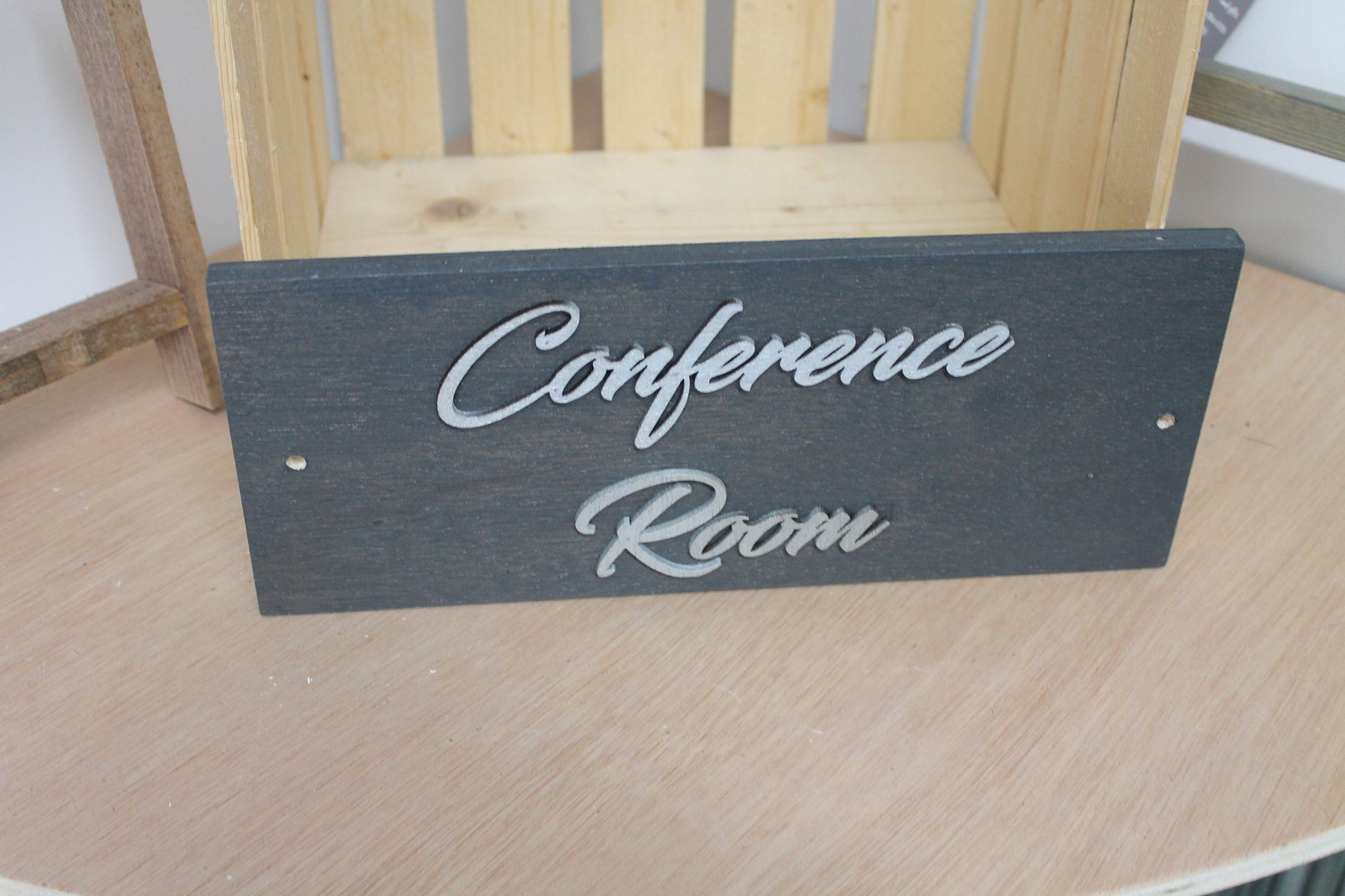 Conference Room Business Sign Unframed Commerical Signage 3D Raised Letters Company Personalized Wooden Sign Customizable Matching Direction