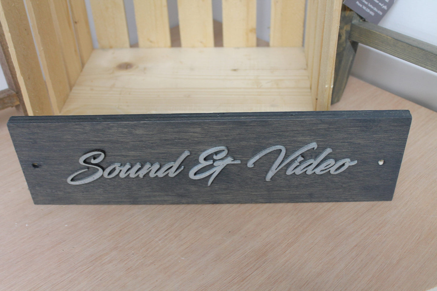 Sound And Video Room Business Sign Unframed Commerical Signage 3D Raised Letters Church Wooden Sign Customizable Matching Direction