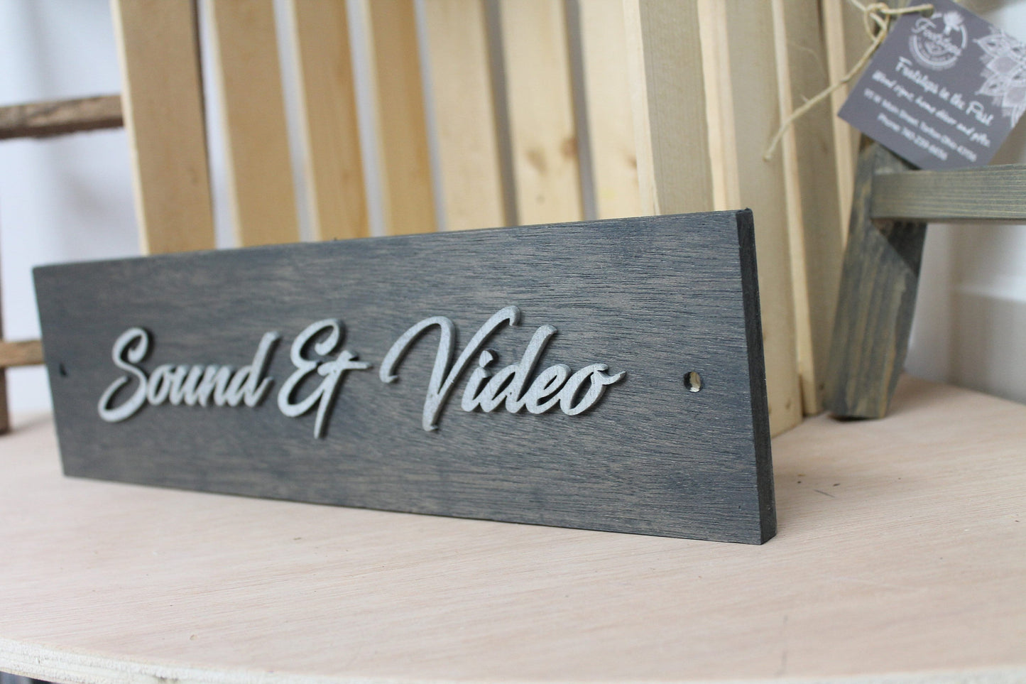 Sound And Video Room Business Sign Unframed Commerical Signage 3D Raised Letters Church Wooden Sign Customizable Matching Direction