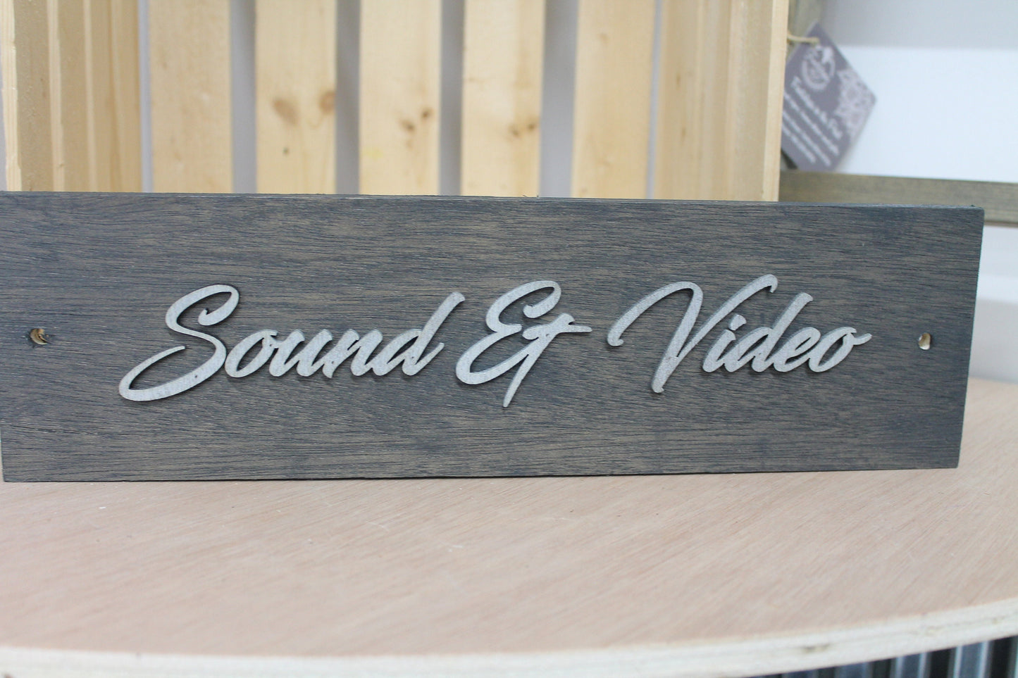 Sound And Video Room Business Sign Unframed Commerical Signage 3D Raised Letters Church Wooden Sign Customizable Matching Direction