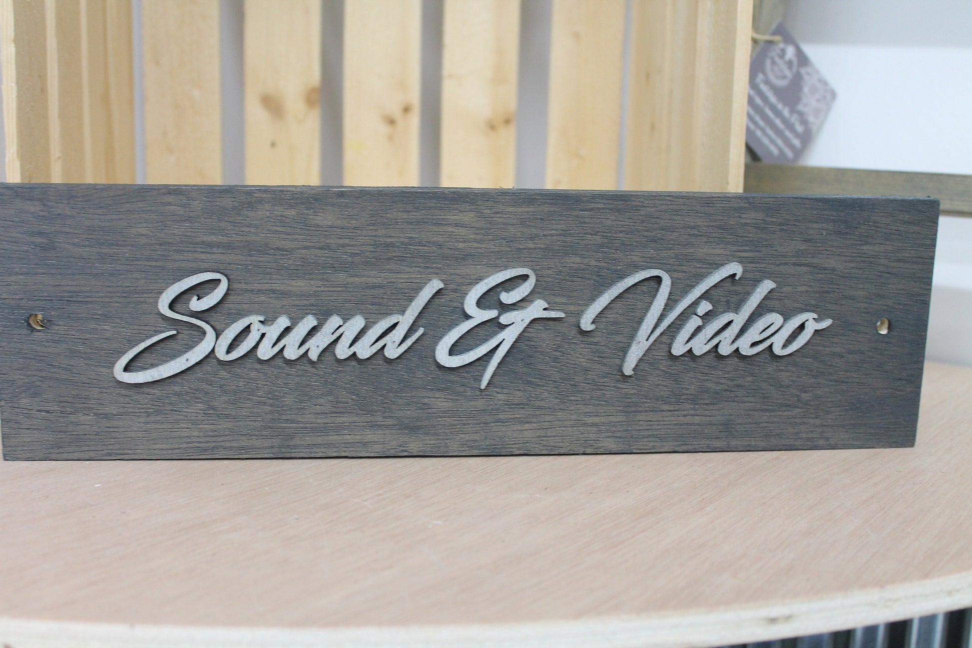 Sound And Video Room Business Sign Unframed Commerical Signage 3D Raised Letters Church Wooden Sign Customizable Matching Direction