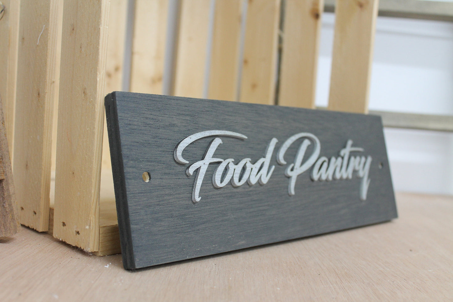 Door Sign Food Pantry Business Sign Unframed Name Plate Commerical Signage 3D Raised Church Wooden Sign Customizable Matching Direction