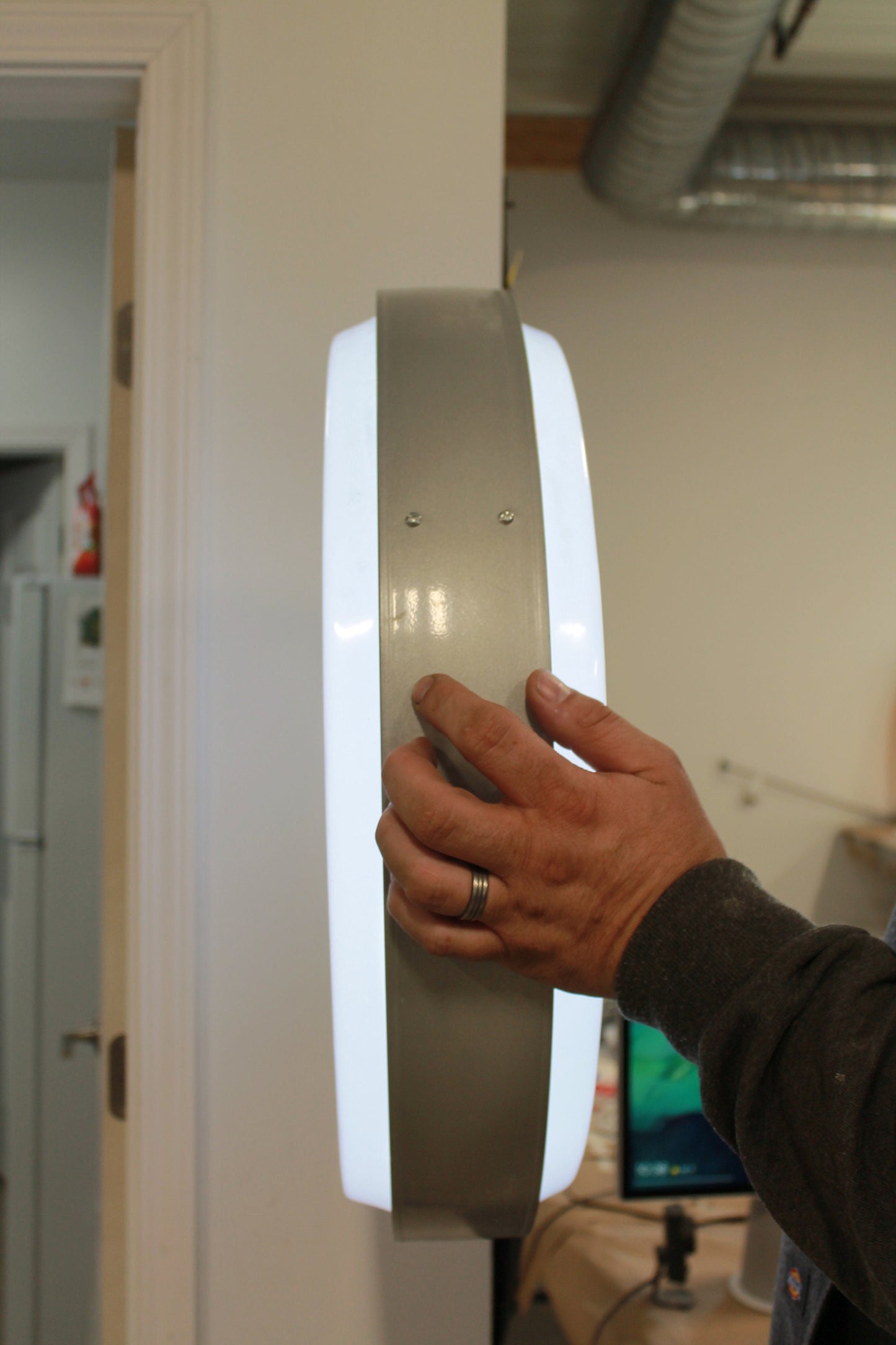 Custom Outdoor Namaste Crystals Boho Round Led Light Sign Wall or Ceiling Mounted Circle Light Sign Store Front Commerical Signage Logo