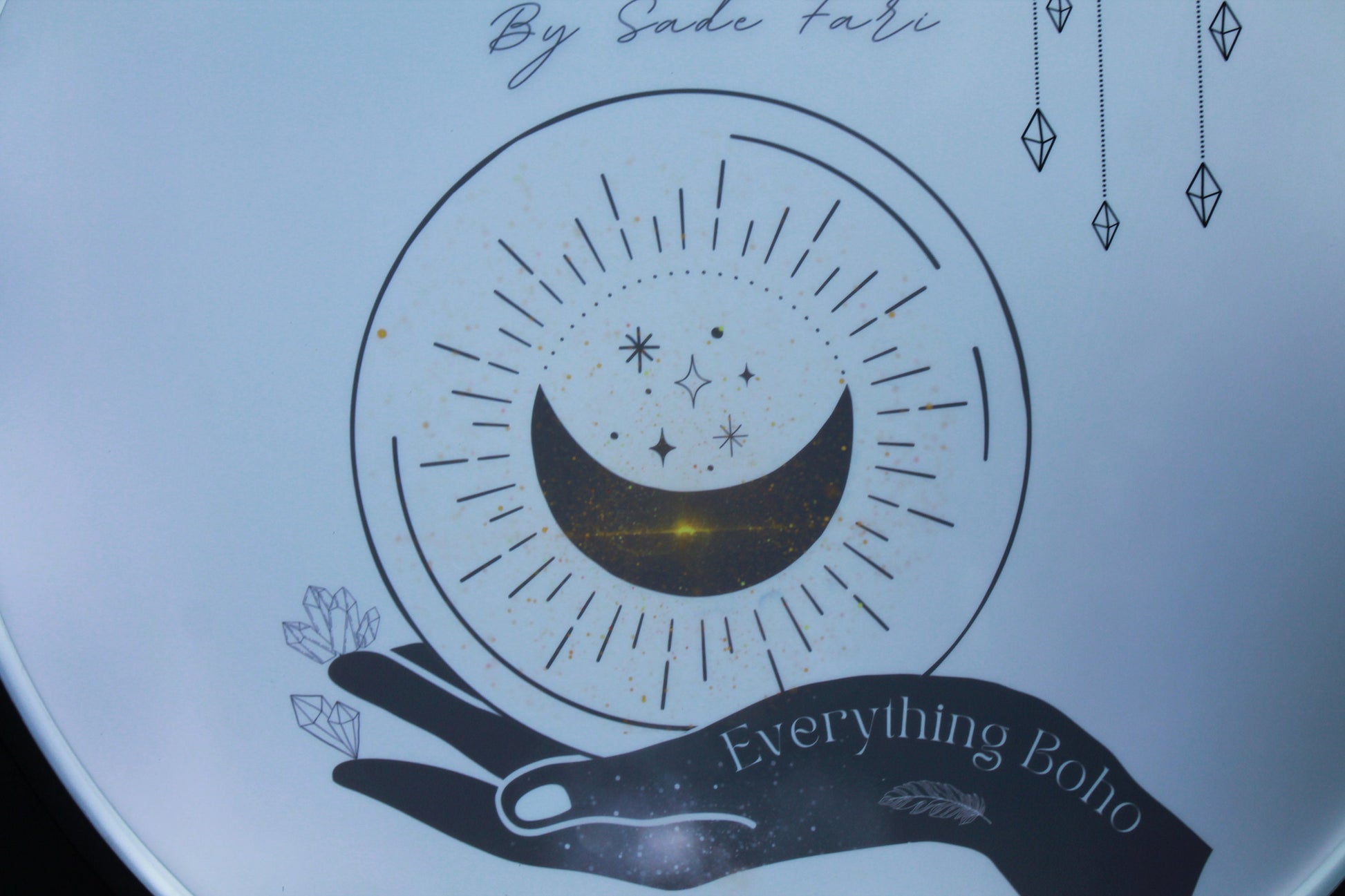 Custom Outdoor Namaste Crystals Boho Round Led Light Sign Wall or Ceiling Mounted Circle Light Sign Store Front Commerical Signage Logo