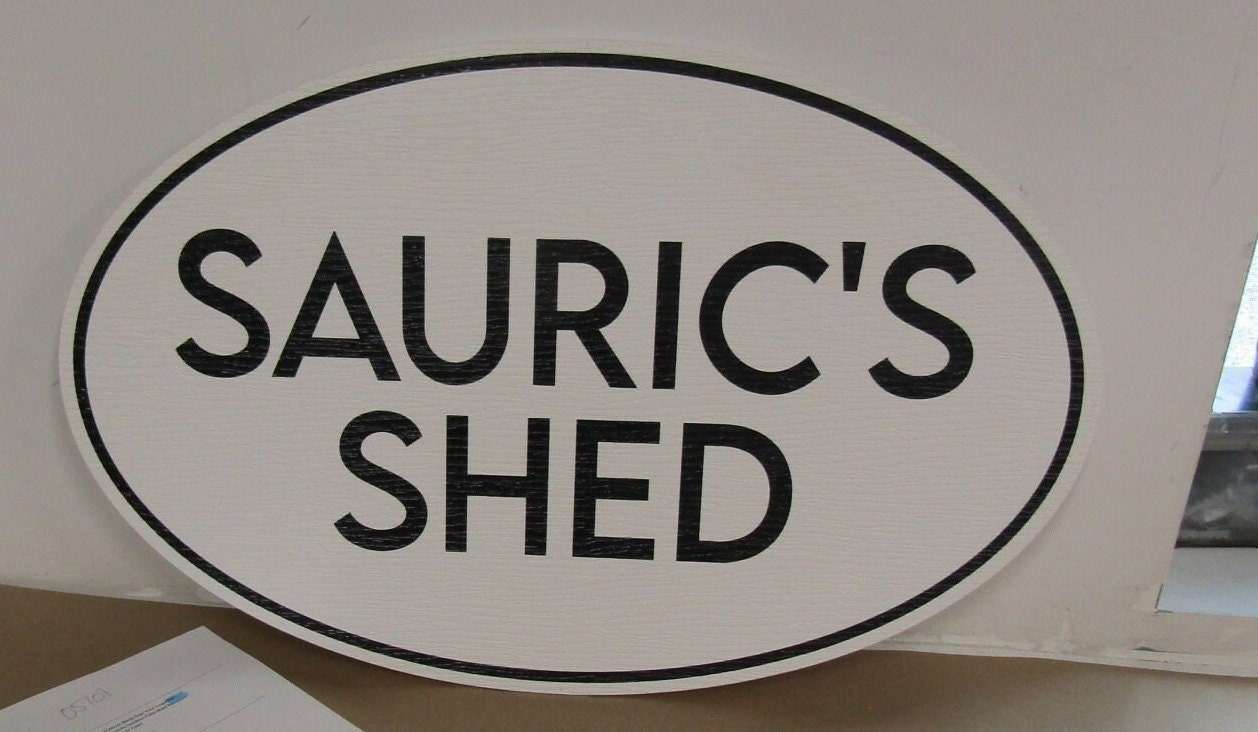 Custom Oval PVC Plastic Shed Sign Last Name Personalized Full Color Your Logo Textured All Weather Printed Weather Proof Fade Mold Resistant