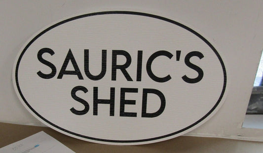 Custom Oval PVC Plastic Shed Sign Last Name Personalized Full Color Your Logo Textured All Weather Printed Weather Proof Fade Mold Resistant