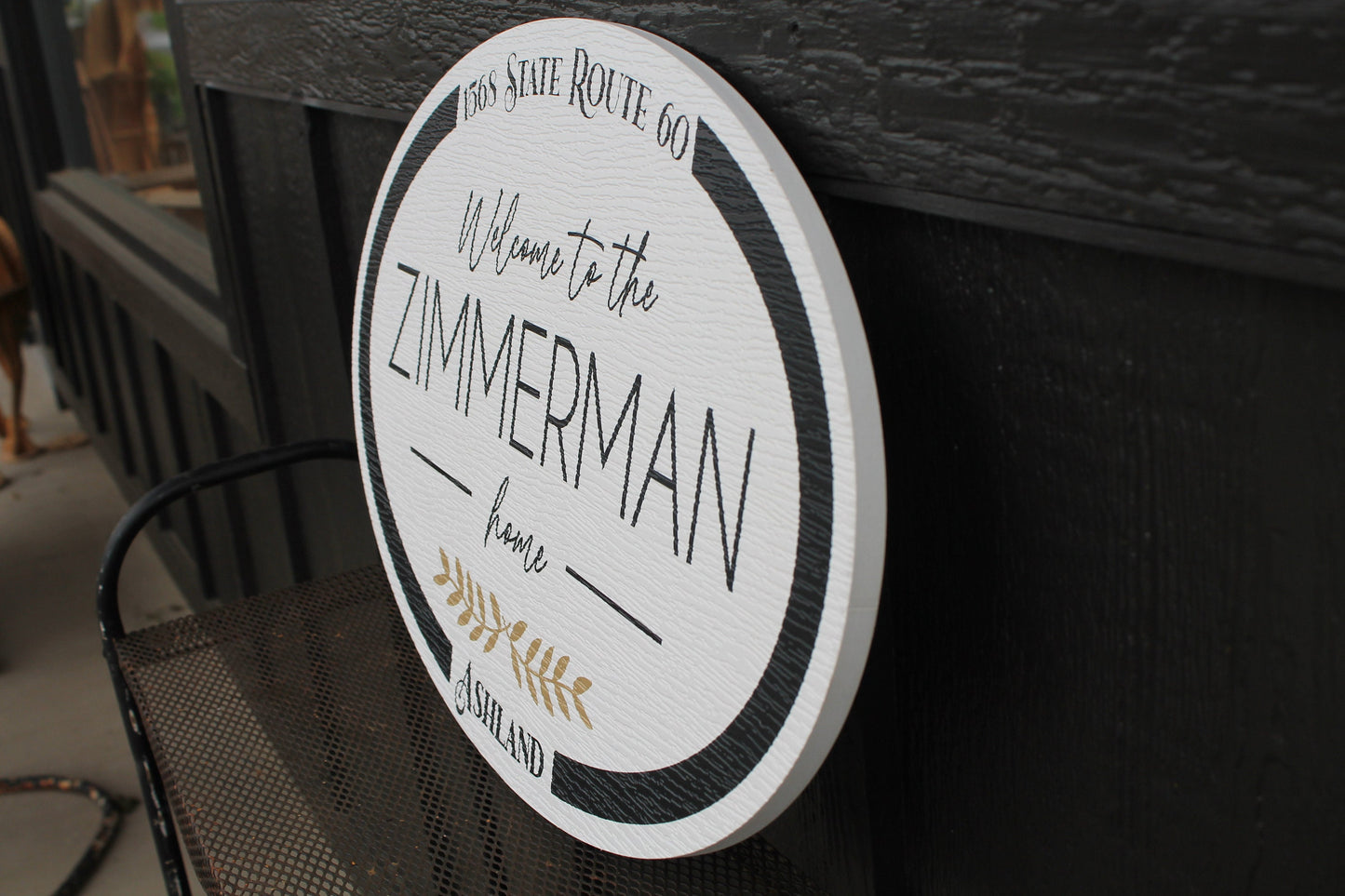 Oval Textured Outdoor Custom Made Sign Home Welcome PVC Weather Water Proof Sturdy Family Fade Mold Resistant Personalized Printed Any Color