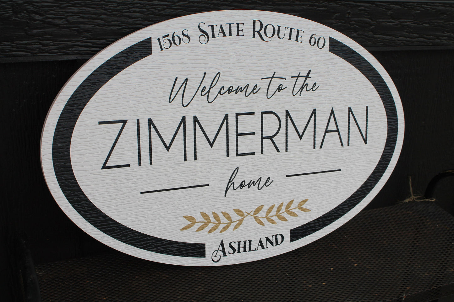 Oval Textured Outdoor Custom Made Sign Home Welcome PVC Weather Water Proof Sturdy Family Fade Mold Resistant Personalized Printed Any Color