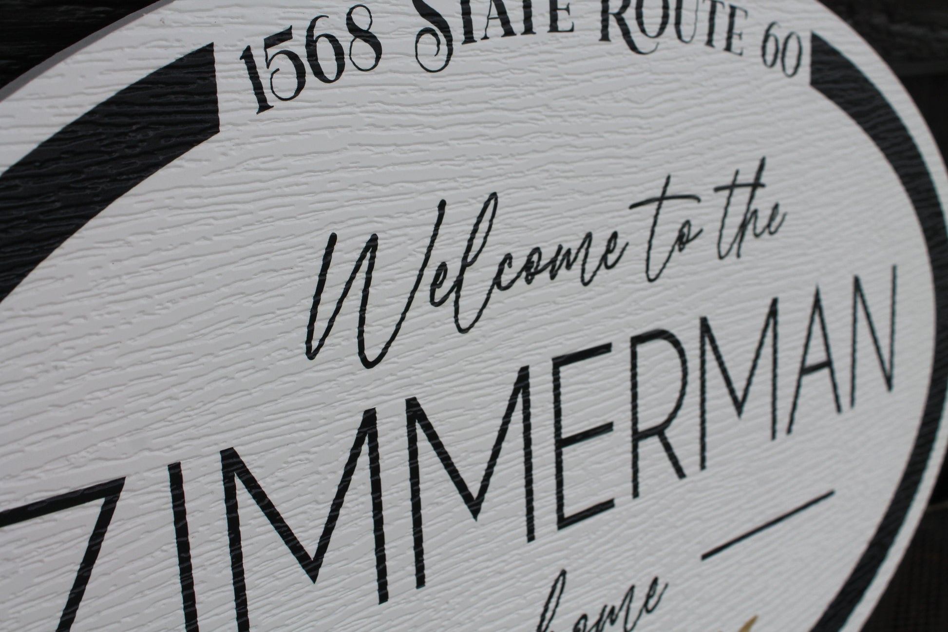 Oval Textured Outdoor Custom Made Sign Home Welcome PVC Weather Water Proof Sturdy Family Fade Mold Resistant Personalized Printed Any Color