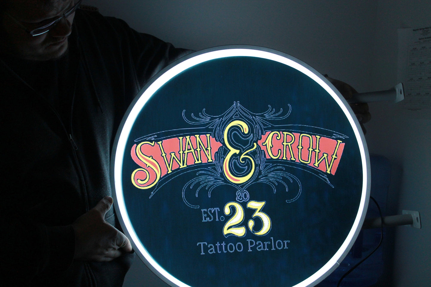 Custom Tattoo Sign Outdoor LED Sign Round Light Sign Tattoo Parlor