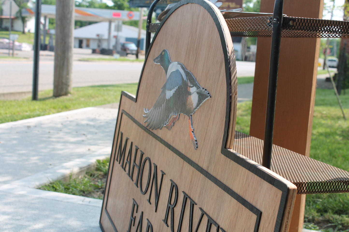 Personalized River Farm Sign Woodland Duck Bird Poultry Hobby Farm Large Custom Business Sign Business Logo Wood 3D Large Mahon Hunting