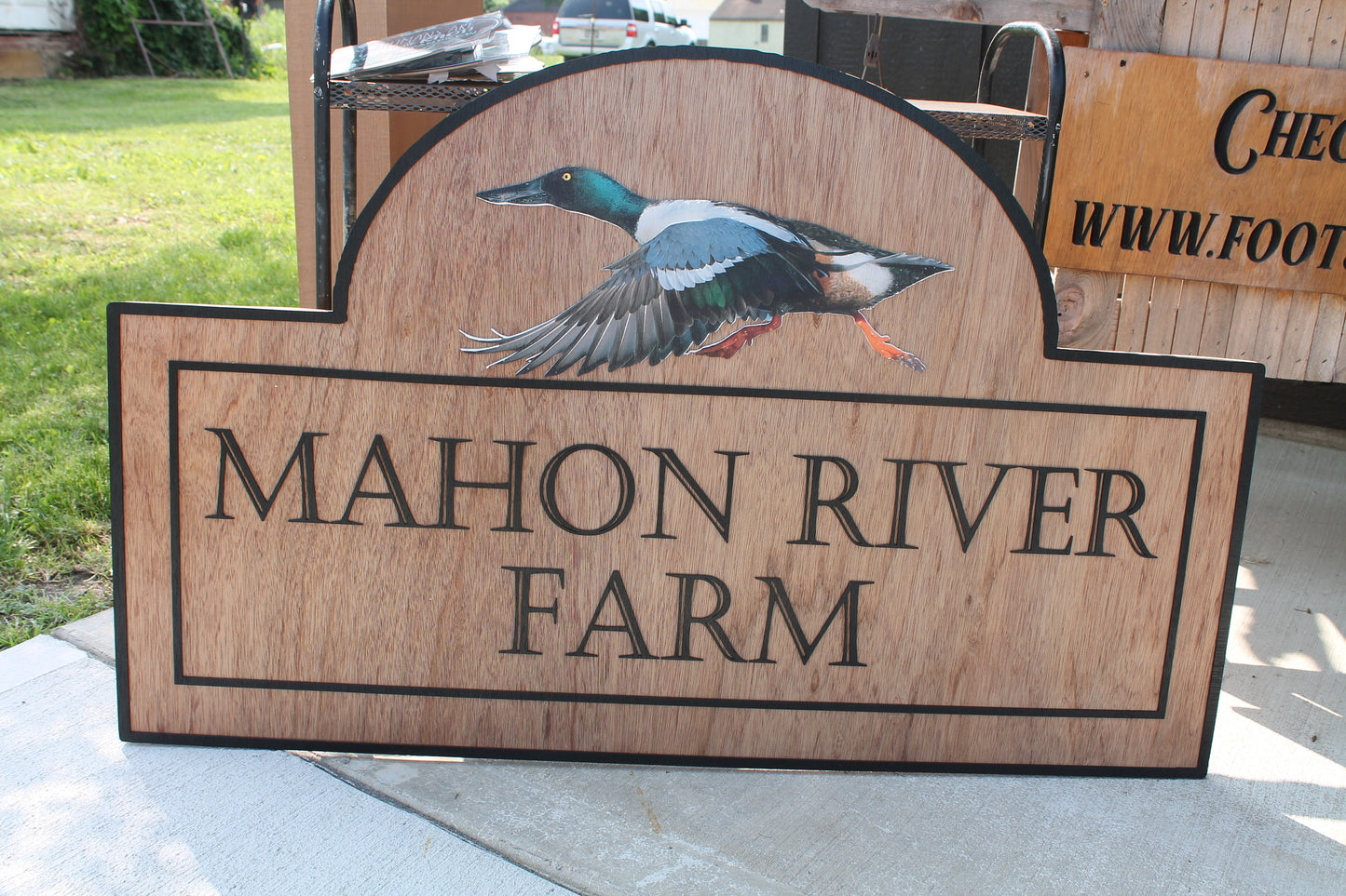 Personalized River Farm Sign Woodland Duck Bird Poultry Hobby Farm Large Custom Business Sign Business Logo Wood 3D Large Mahon Hunting