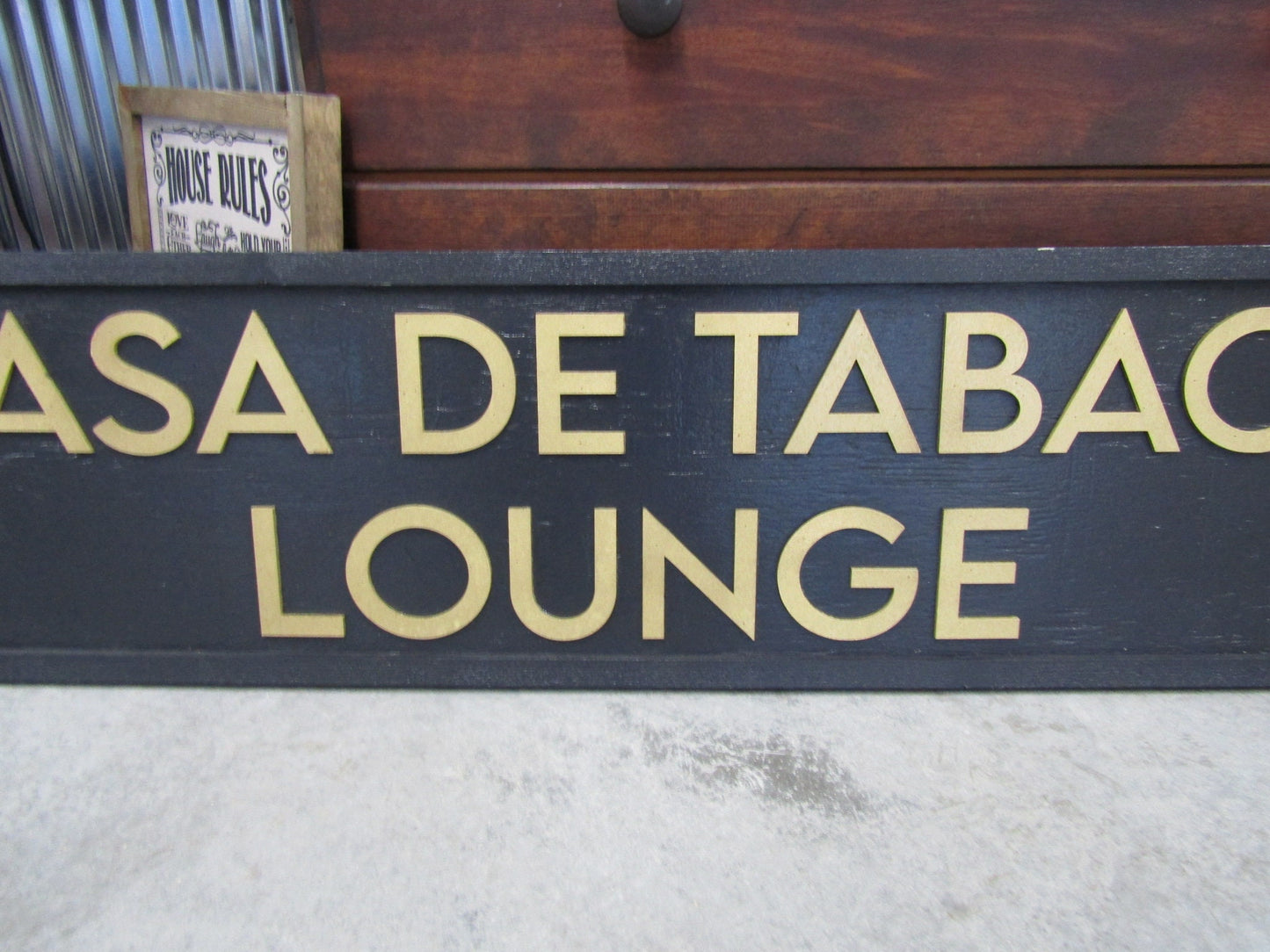 Custom Tobacco Lounge Embellishments Ranch Sign Over-sized Rustic Business Name Logo Wood Laser Cut Out 3D Extra Large Sign Black and Gold