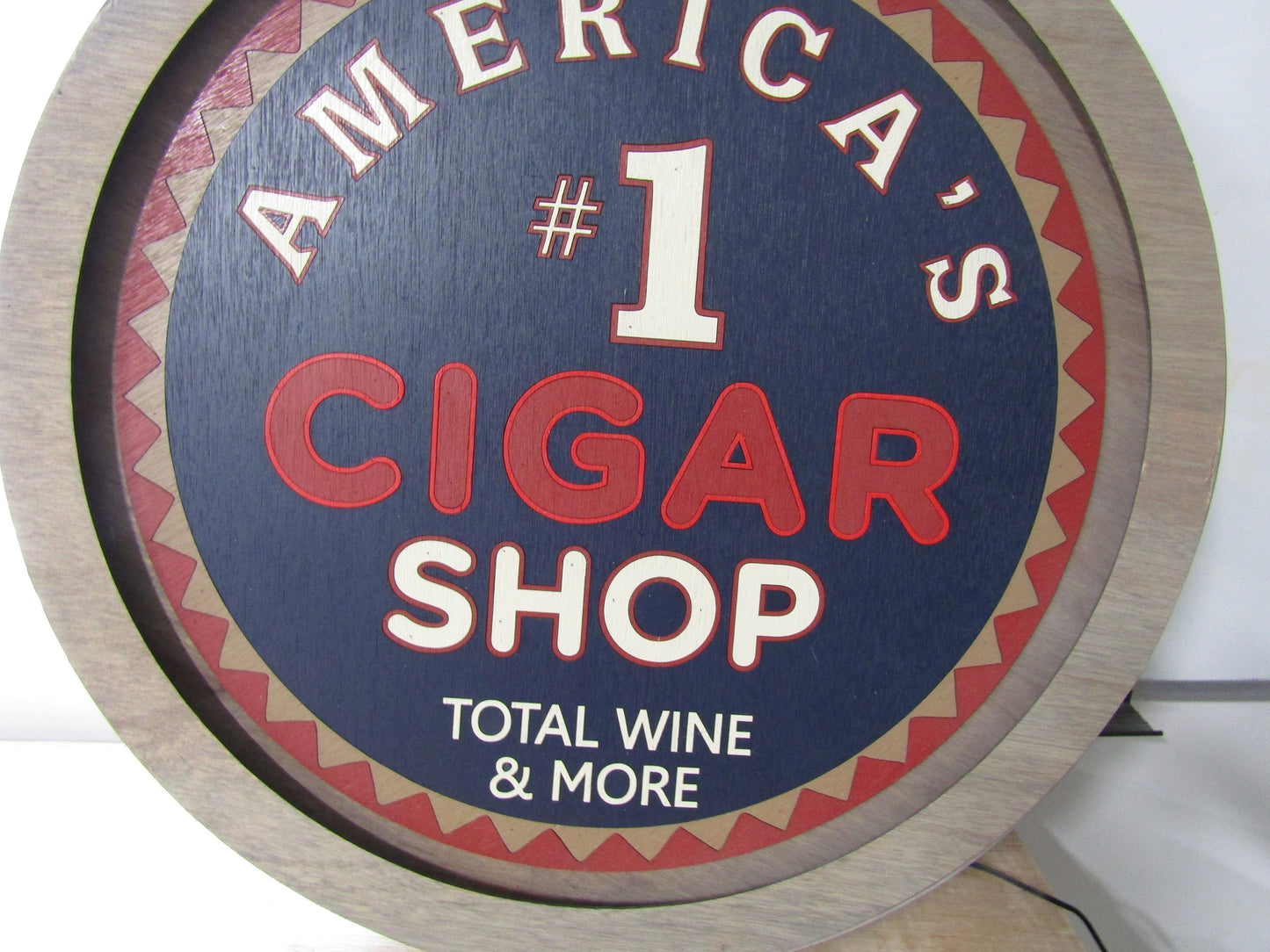 Custom Wood Cigar Shop #1 America Red White And Blue Wine LED Light Sign Commerical Signage Bar Store Convenient Shop Basement Handmade