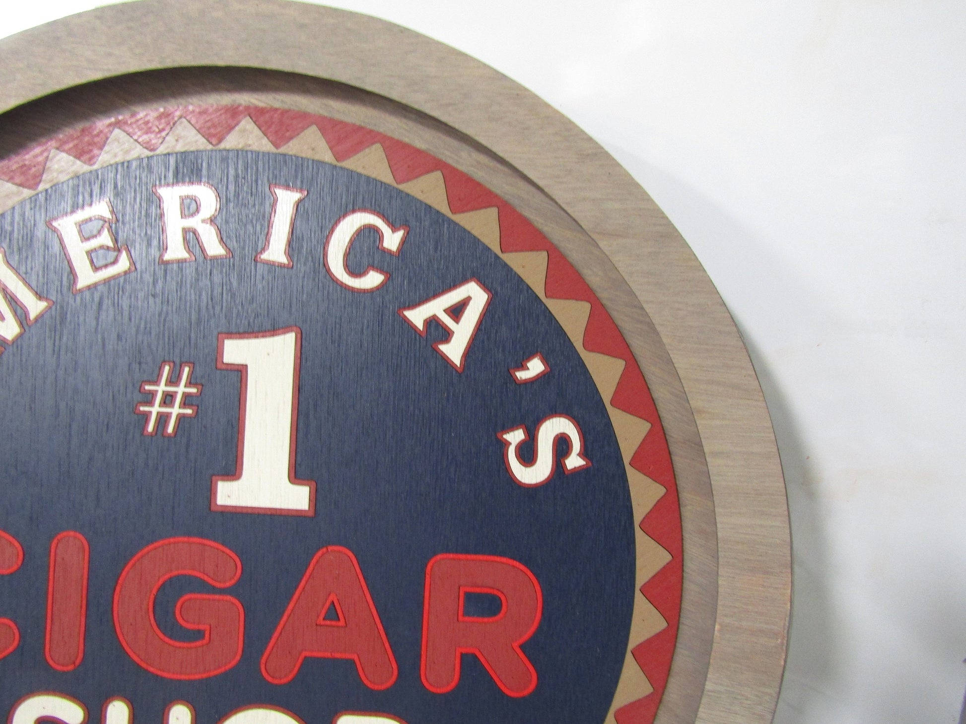 Custom Wood Cigar Shop #1 America Red White And Blue Wine LED Light Sign Commerical Signage Bar Store Convenient Shop Basement Handmade