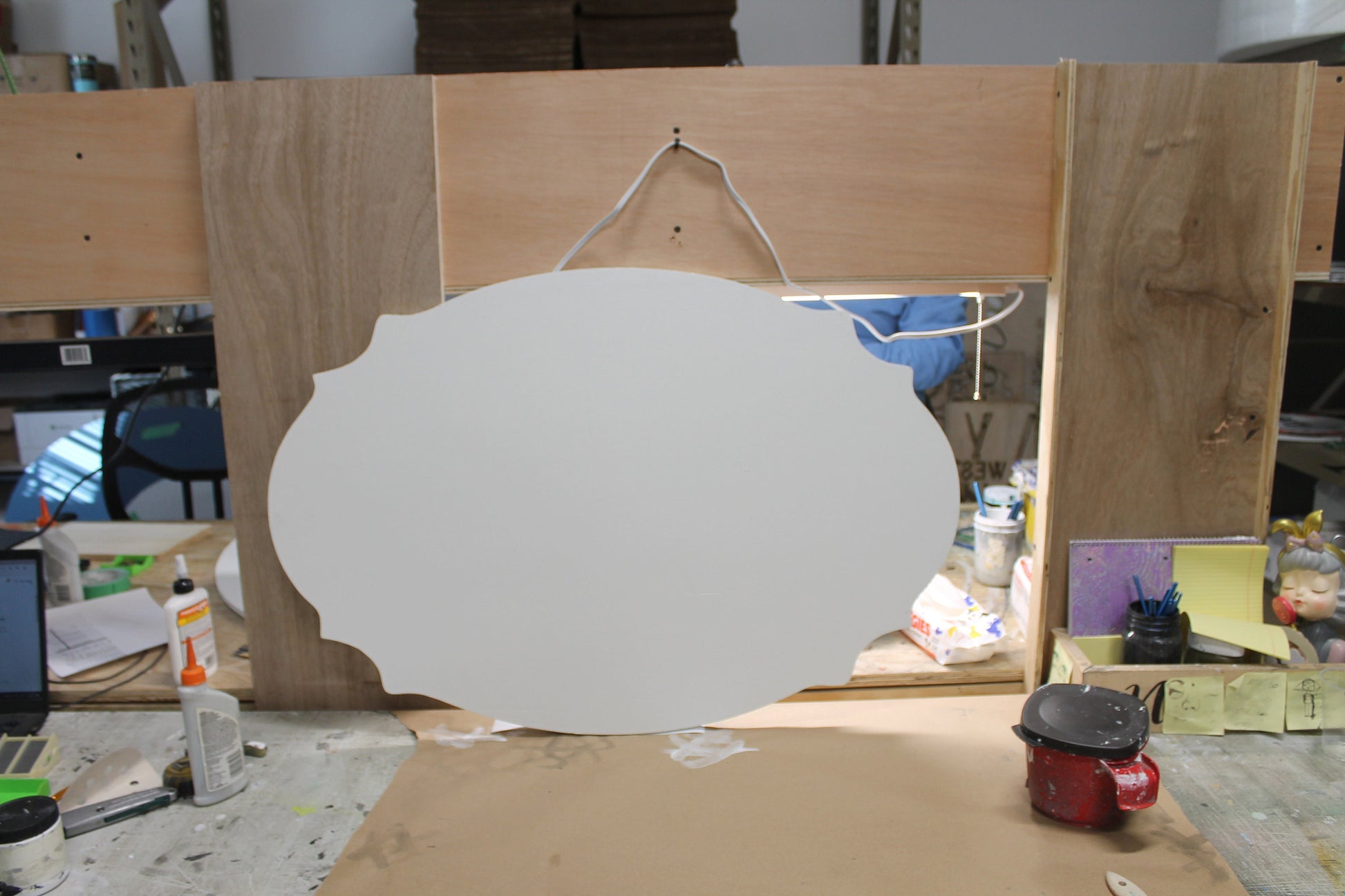 Business Paint Supply Sign Store Front Tailormade Oval 3D Logo Uv printed 3D Large Indoor Outdoor Laser Cut Wood Sign Farmhouse Handmade