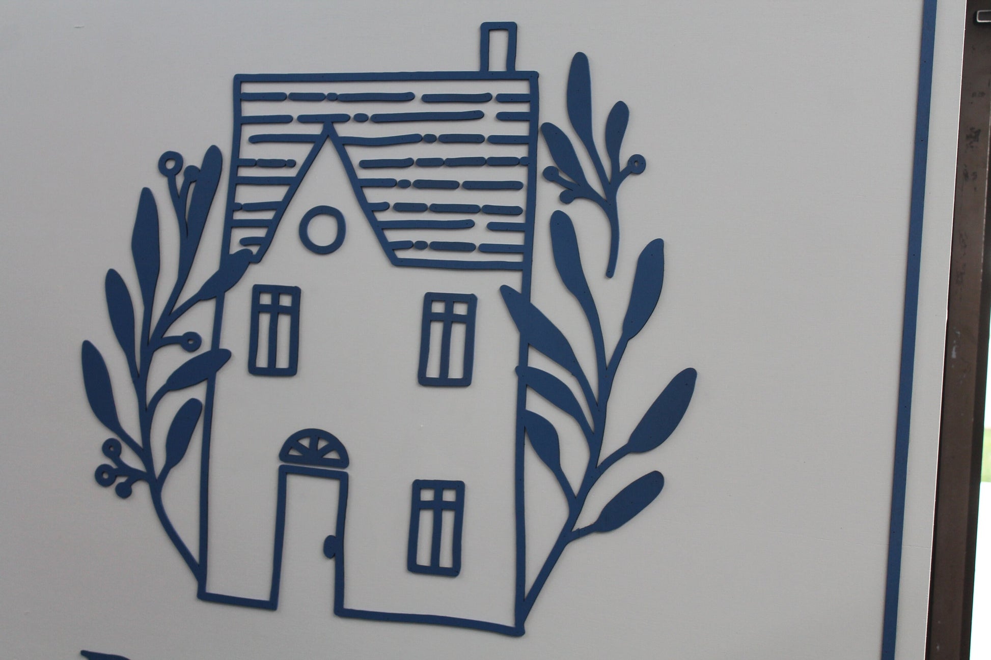 Domestic Home Design Custom Sign Square Business Commerical Signage 3D Blue and White Laurels Home Boutique Made to Order Wooden Handmade