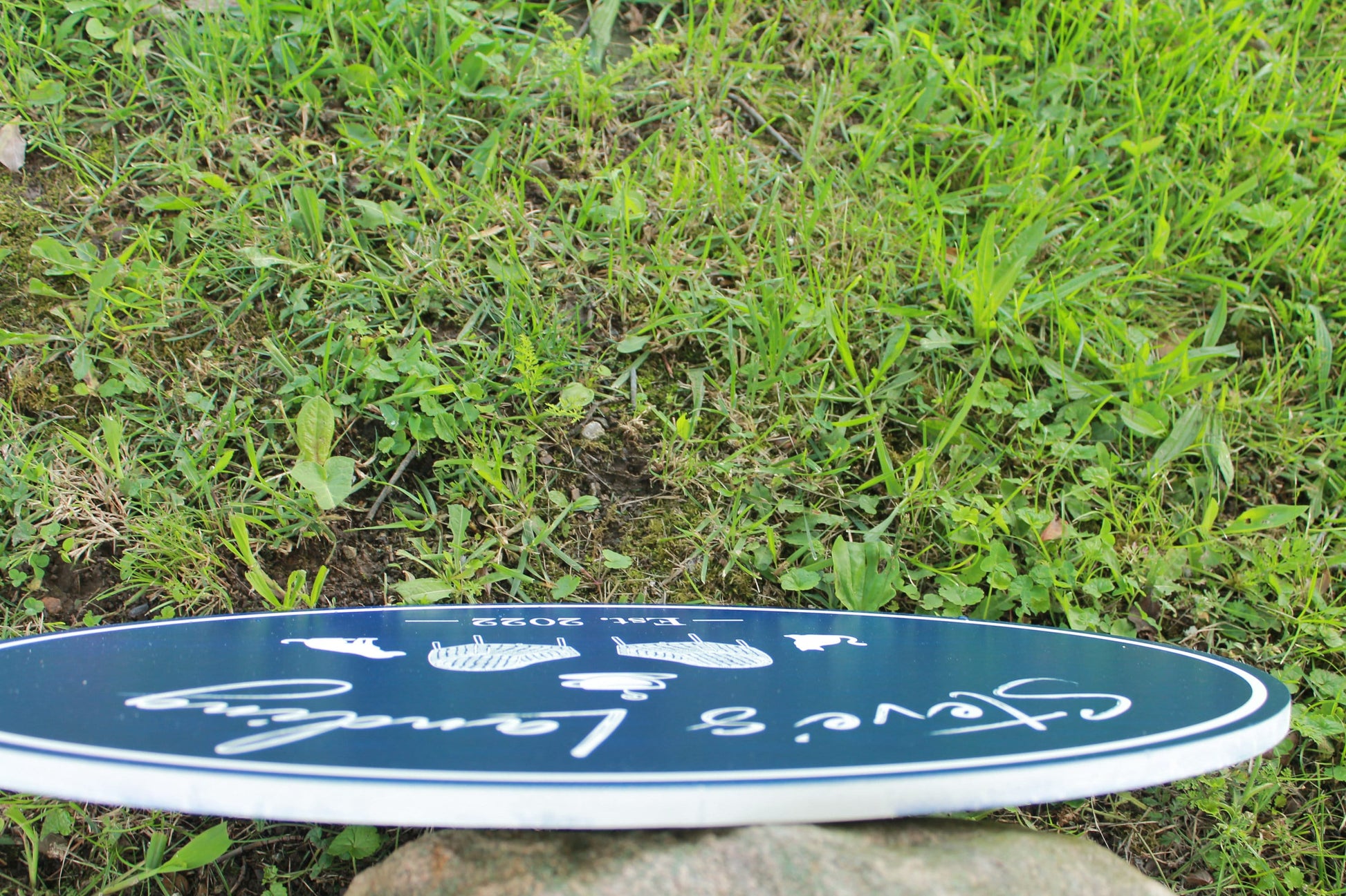 Oval PVC Weatherproof Sign Custom Plastic Smooth Personalized Beach House Lake House Get Away Great Outdoor Signage Landing Relax