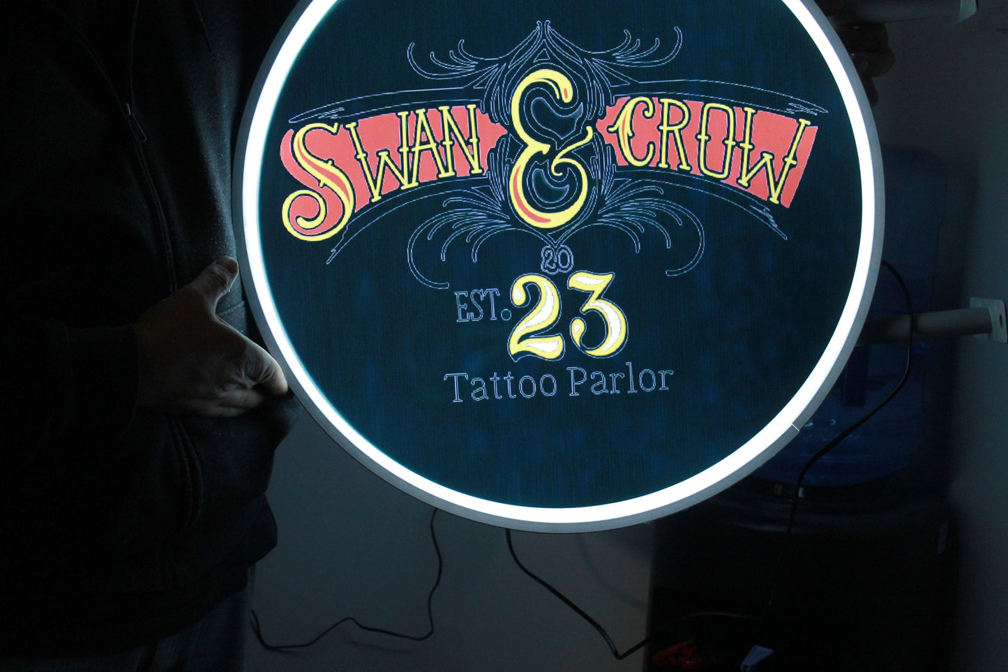 Custom Tattoo Sign Outdoor LED Sign Round Light Sign Tattoo Parlor