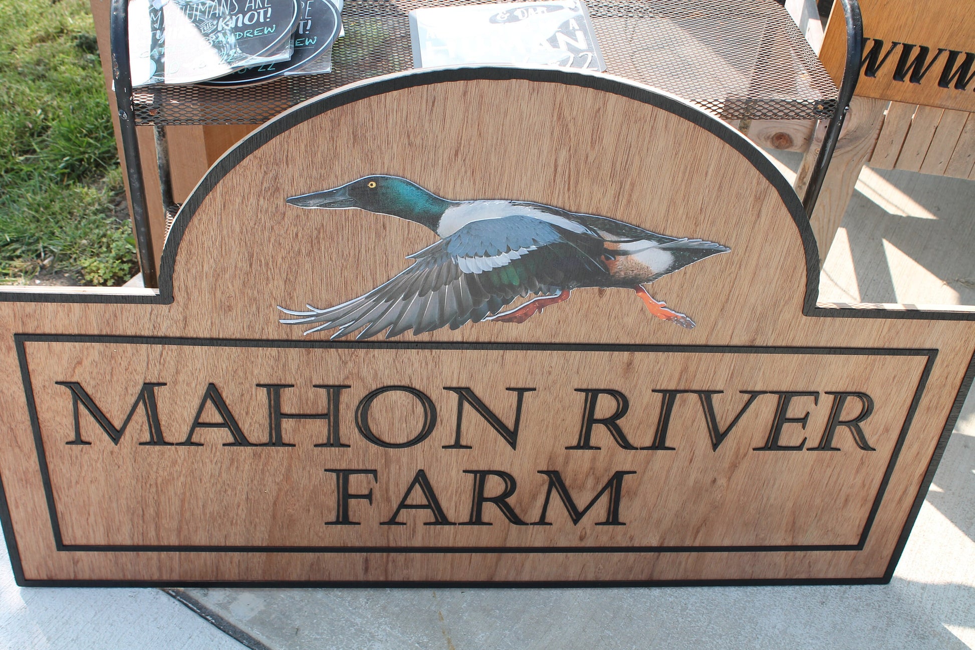 Personalized River Farm Sign Woodland Duck Bird Poultry Hobby Farm Large Custom Business Sign Business Logo Wood 3D Large Mahon Hunting