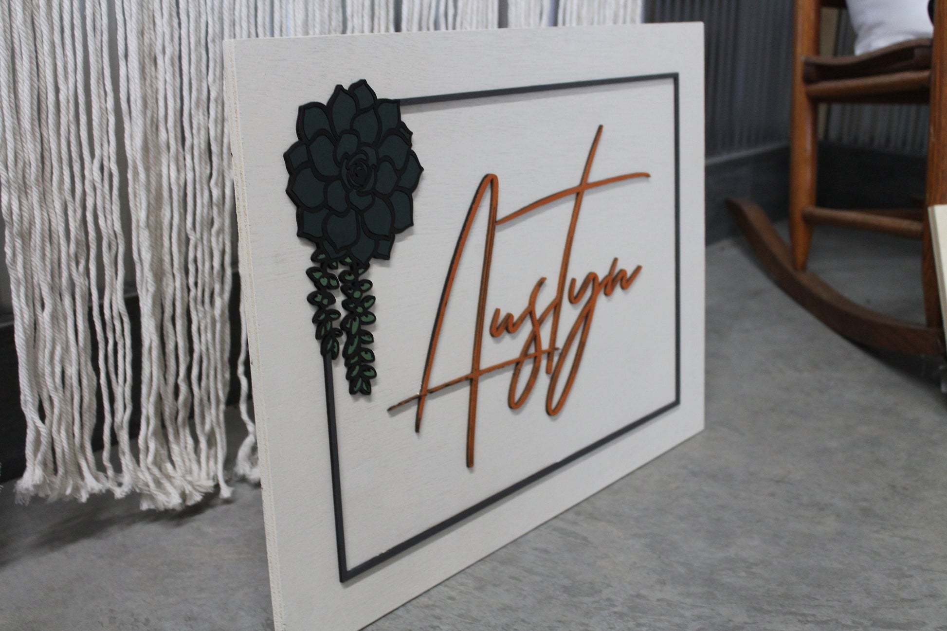 Custom Baby Name Wedding Last name Succulent Color Raised 3D Elevated Letters Sign Image Raised Letters 3D Handmade Wooden Signage Wood