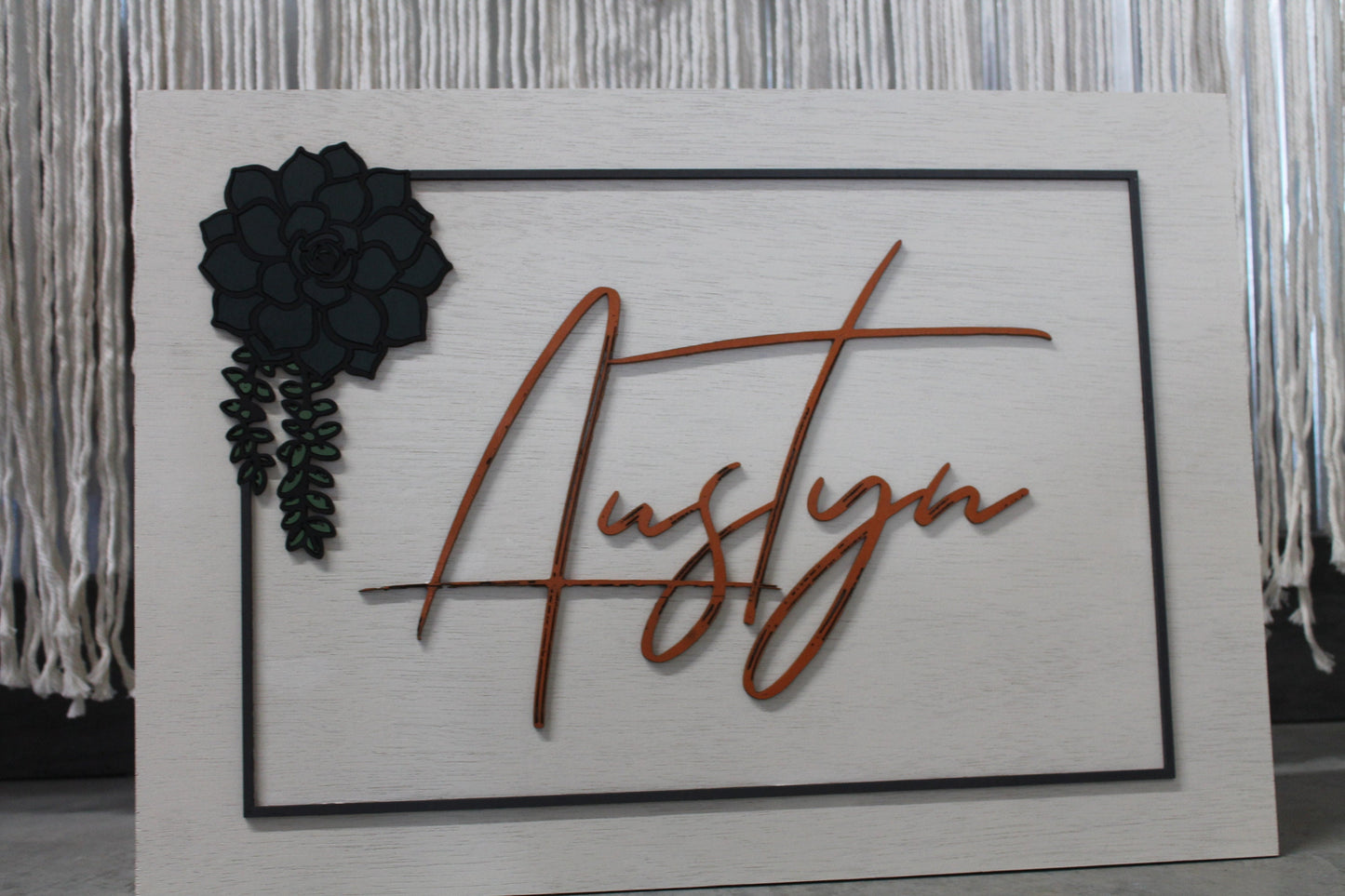 Custom Baby Name Wedding Last name Succulent Color Raised 3D Elevated Letters Sign Image Raised Letters 3D Handmade Wooden Signage Wood